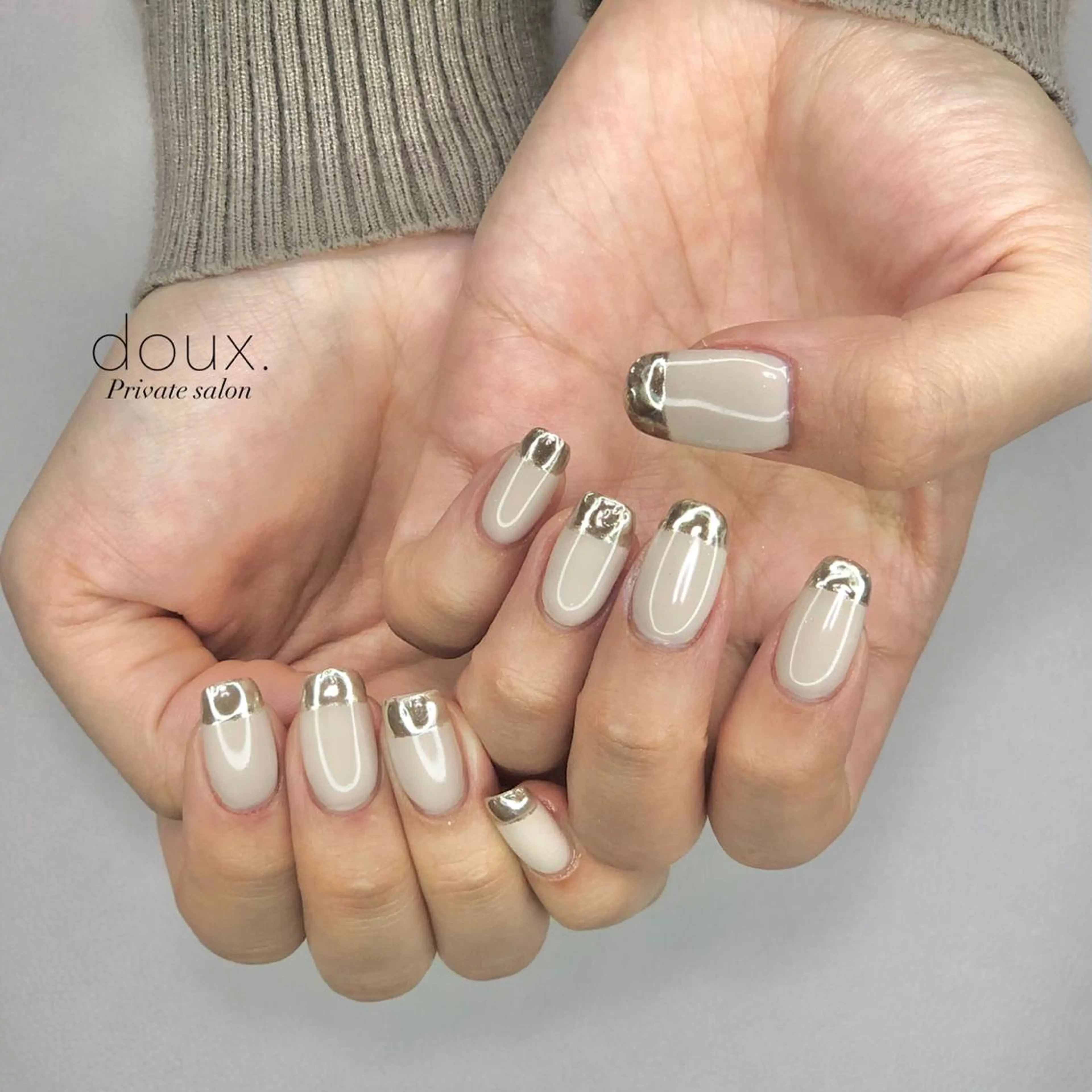 ネイル フレンチネイル ミラーネイル doux. nailのネイルデザイン