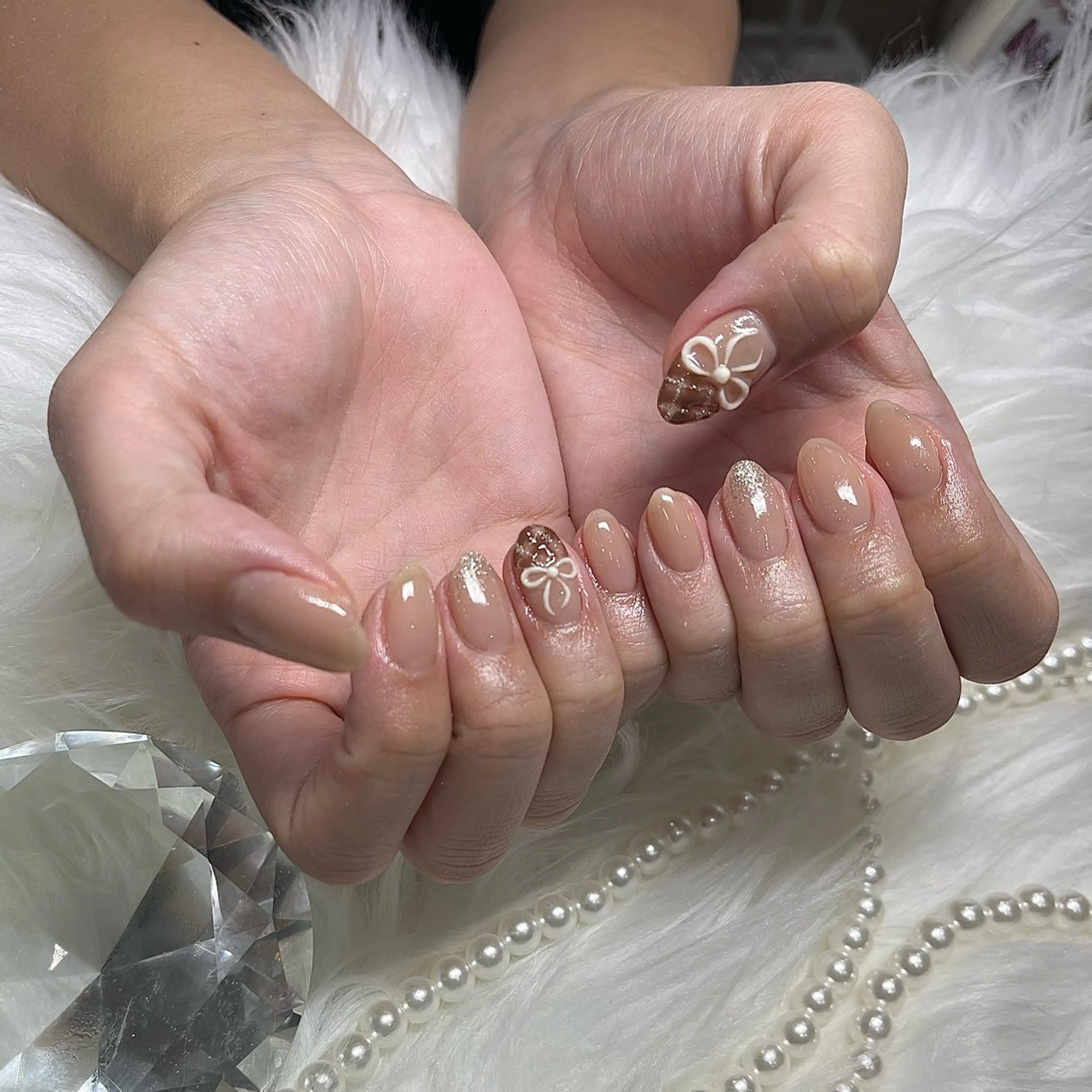 ネイル アートネイル リボン ハンドネイル Babel新町店 _mao🩵のネイルデザイン