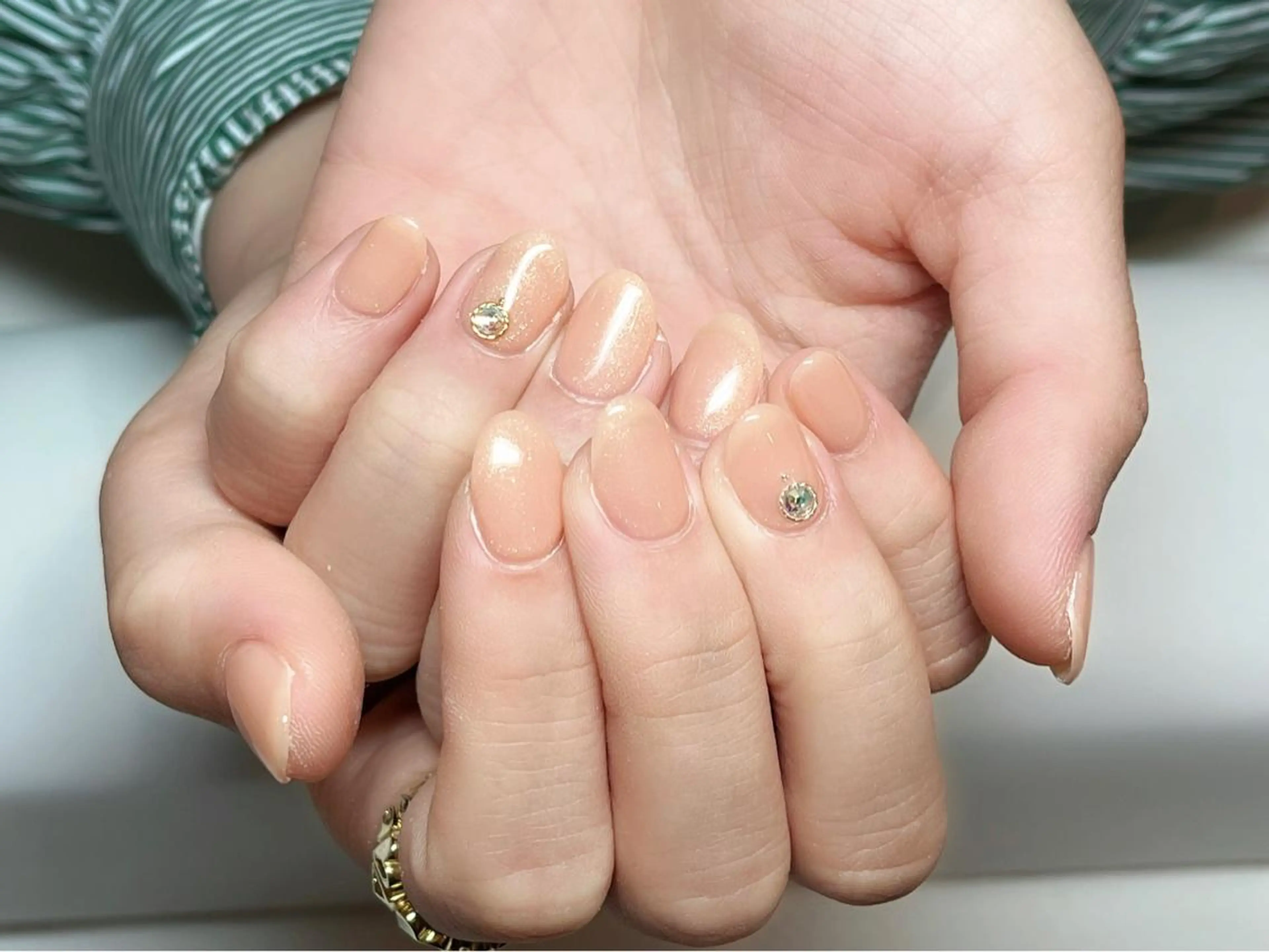 ネイル 卒業式 ラメ(グリッター) オレンジ シンプルネイル ハンドネイル Protea ❁⃘*.ﾟ清家 美穂のネイルデザイン