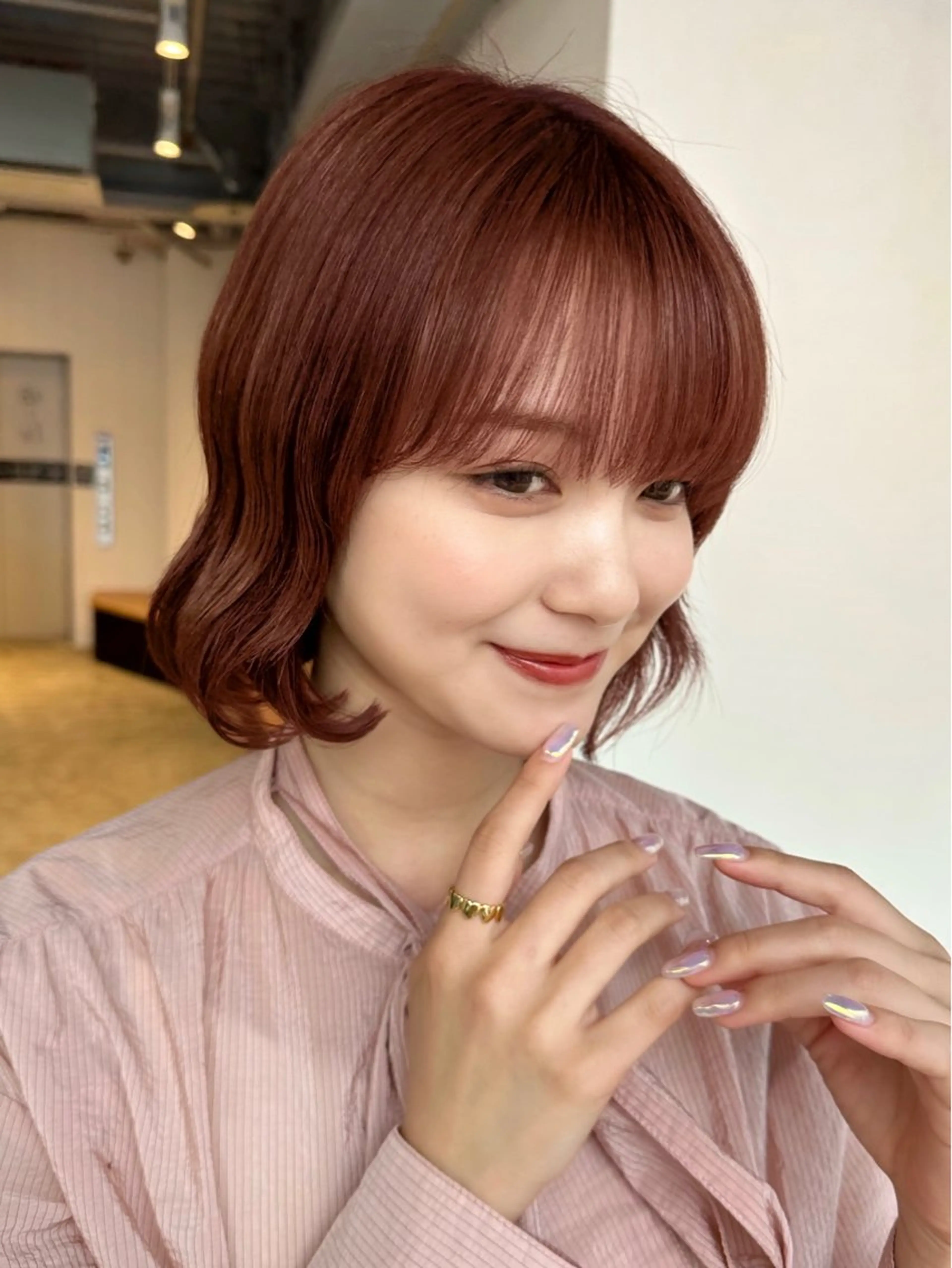 ミディアム 🌷モア 🌷暖色カラー・ボブのヘアスタイル