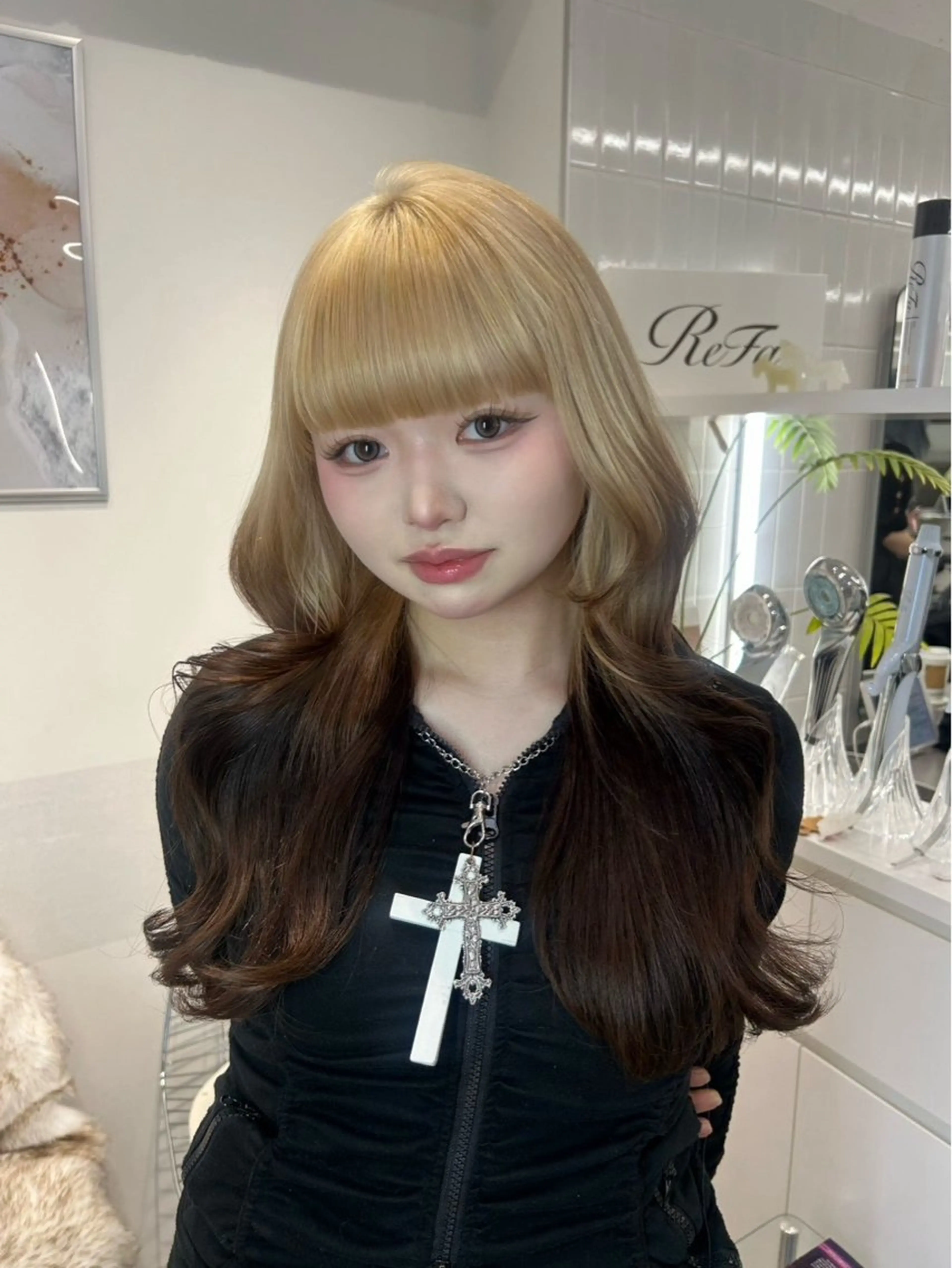 セミロング ヘアカラー トリートメント ヘアセット ショート/ボブ/似 合わせ/顔周りカットのヘアスタイル