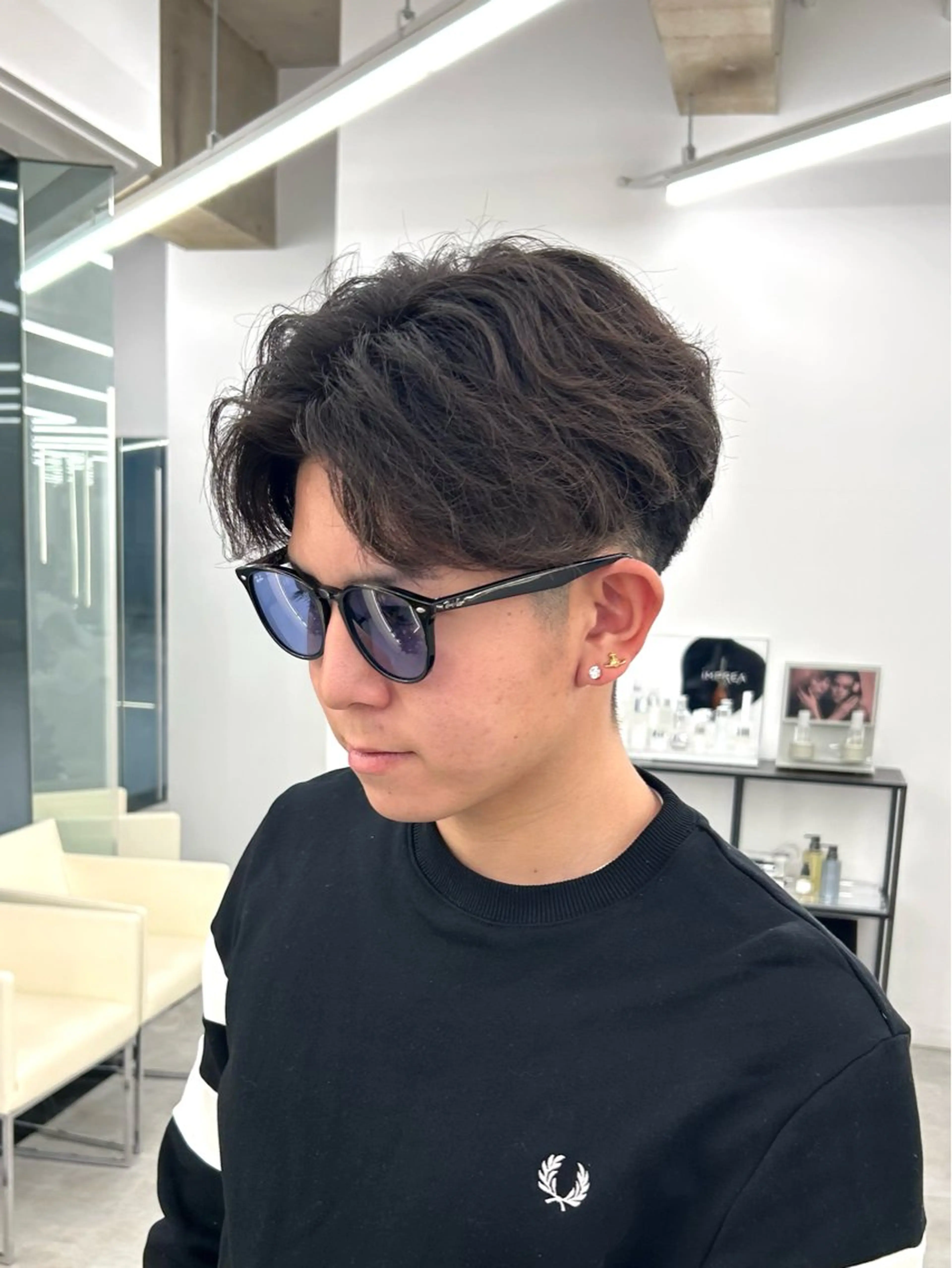 ショート パーマ メンズ メンズパーマ カット パーマ 透明感ハイトーン特化 /ケアブリーチ/莉駒のヘアスタイル