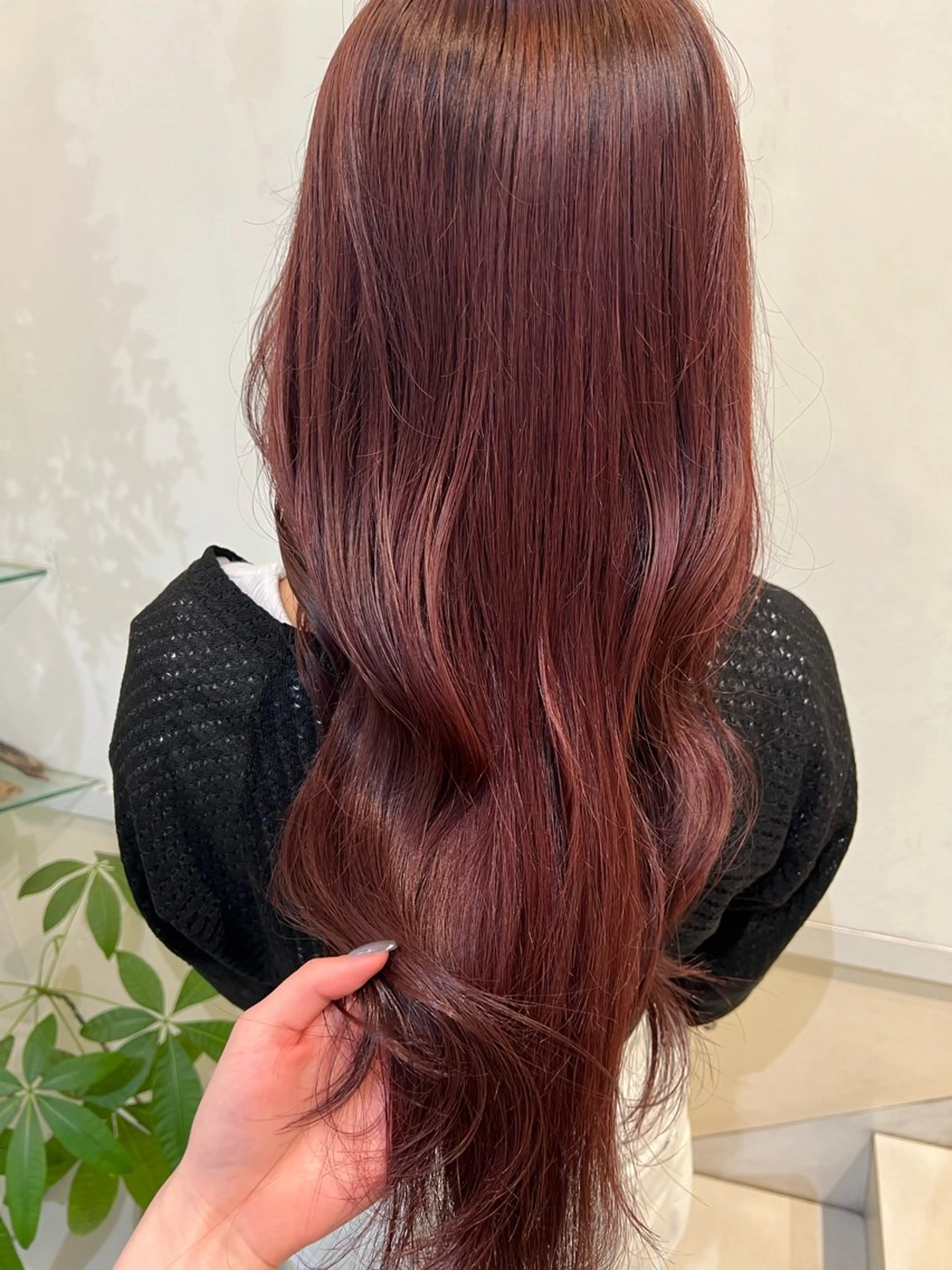 ロング カラー レッドカラー カット ヘアカラー トリートメント ブリーチしない暖色 カラー🥀杉 優菜のヘアスタイル