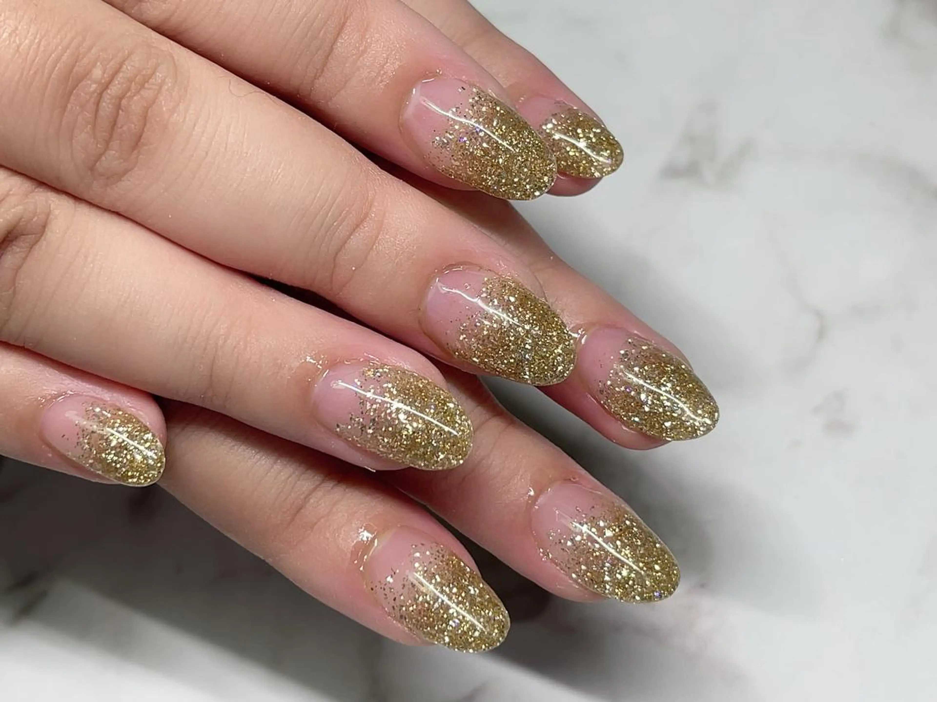 ネイル ゴールド ラメ(グリッター) ラメグラデーション ハンドネイル Nail Salon espritのネイルデザイン