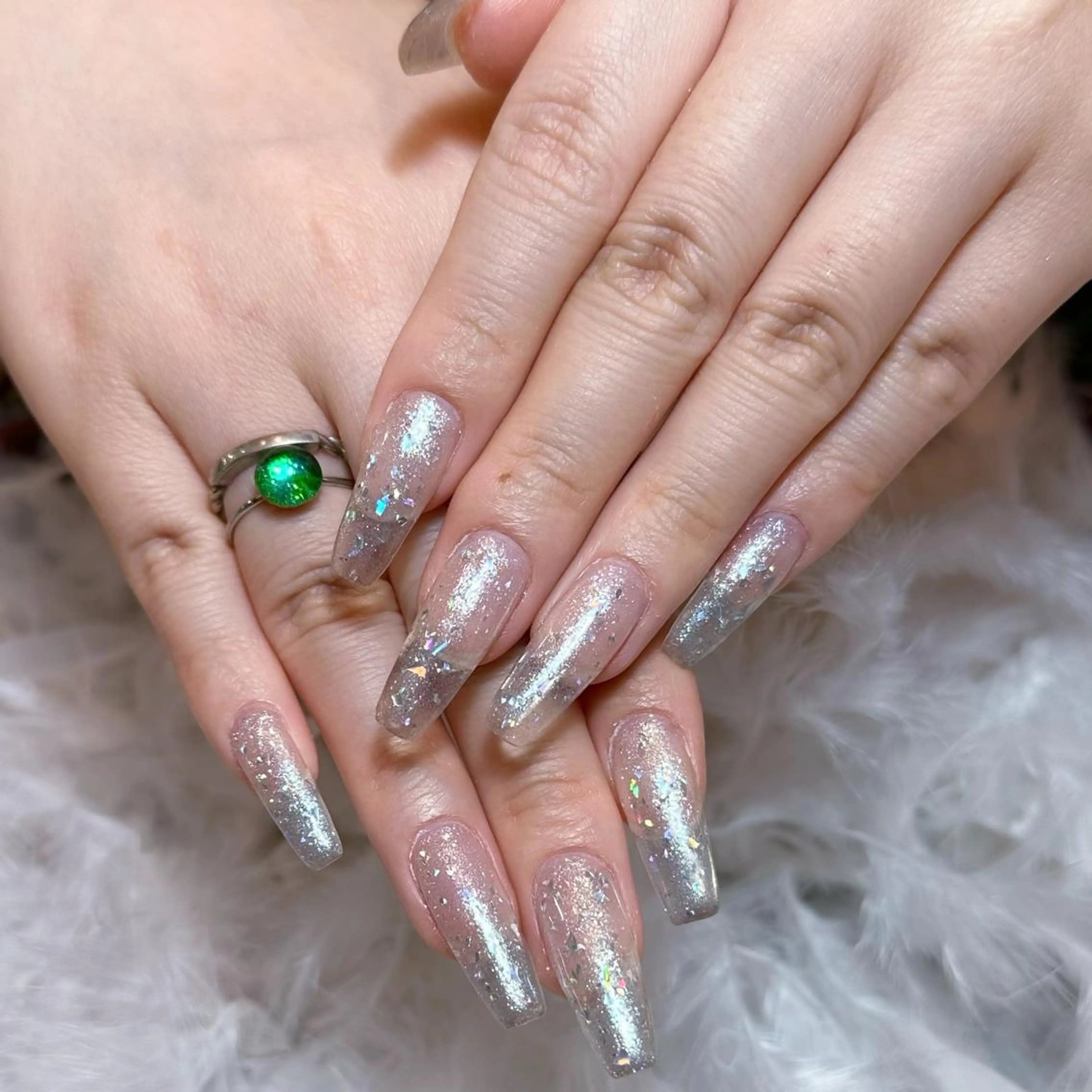 ネイル アートネイル オーロラネイル フラッシュネイル ガーリー キラキラネイル DIAMOND NailStudioのネイルデザイン