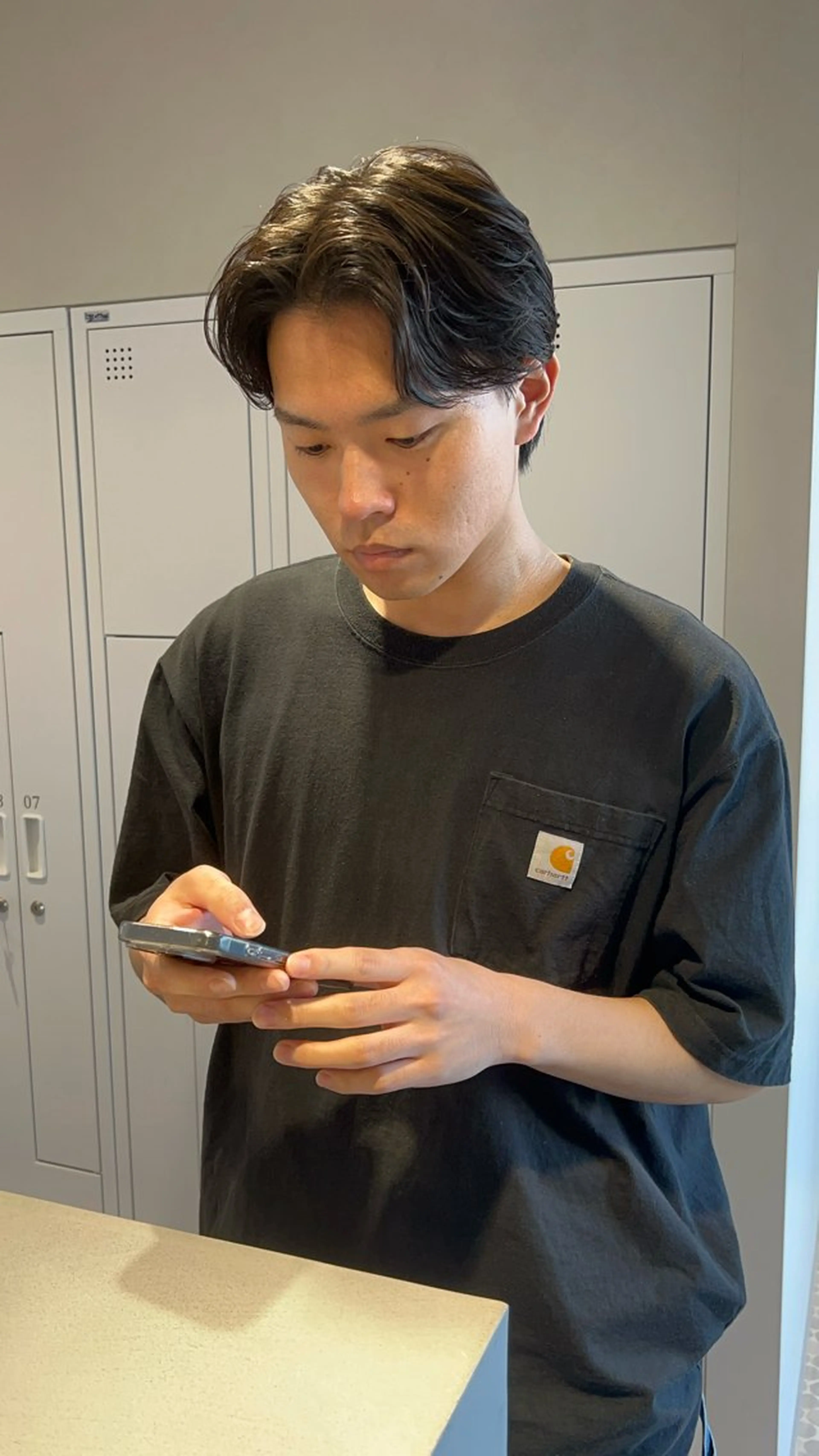 ショート メンズ センターパート 樋野 亮のヘアスタイル