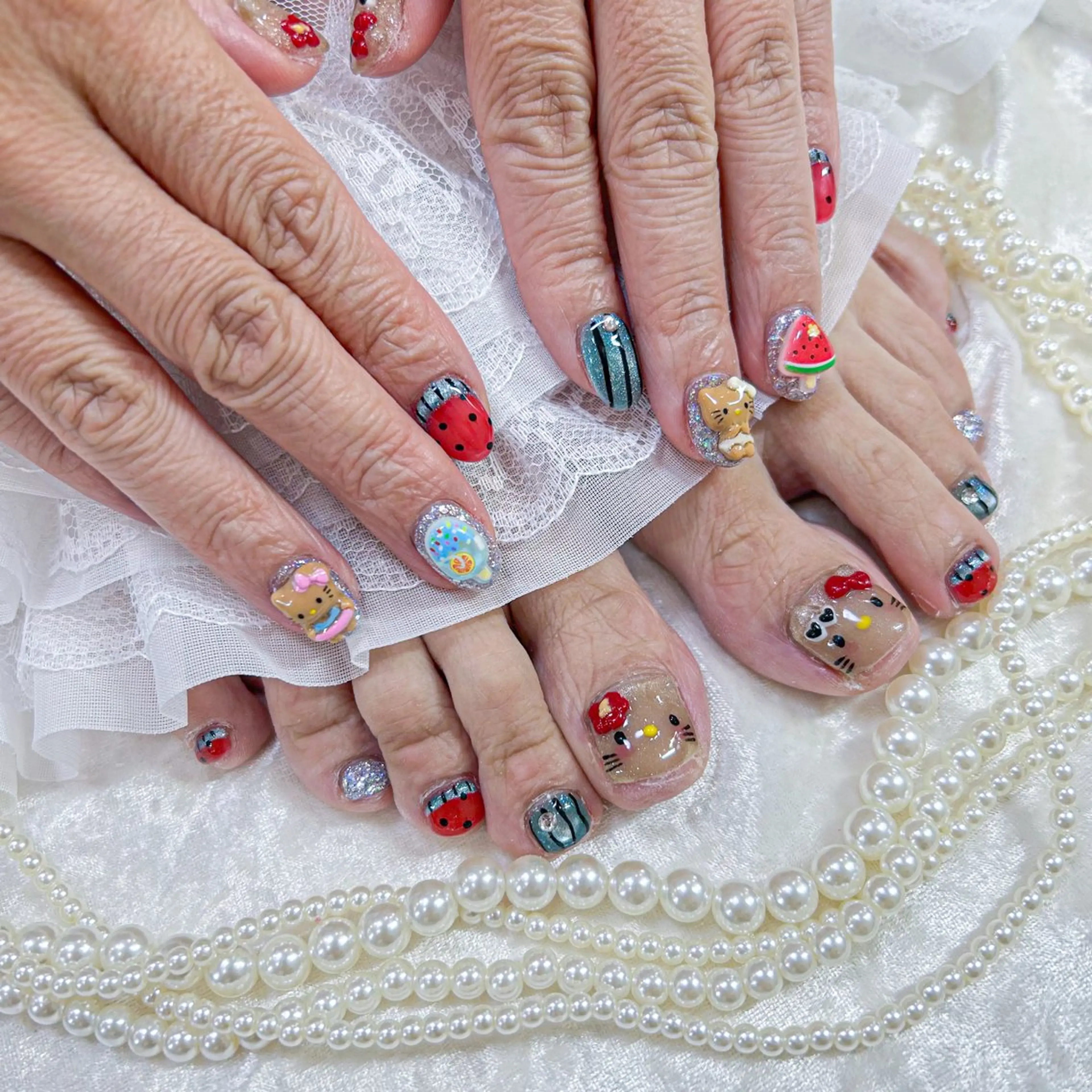 ネイル アートネイル 長さ出し フットネイル 韓国ネイル マグネットネイル Minami 🍓のネイルデザイン