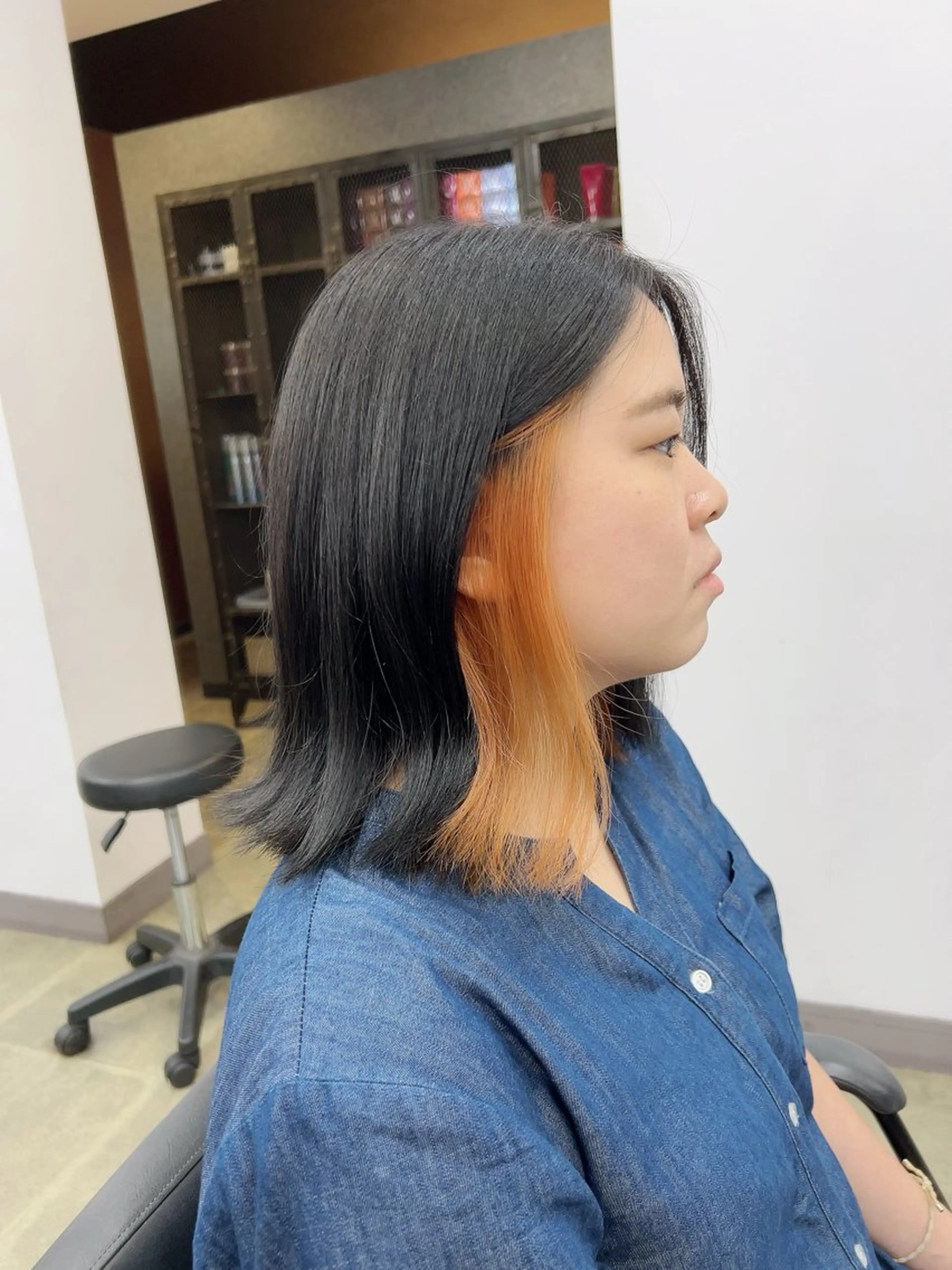 ミディアム カラー ブリーチ インナーカラー イエローカラー ヘアカラー 山本 あやめ子のヘアスタイル