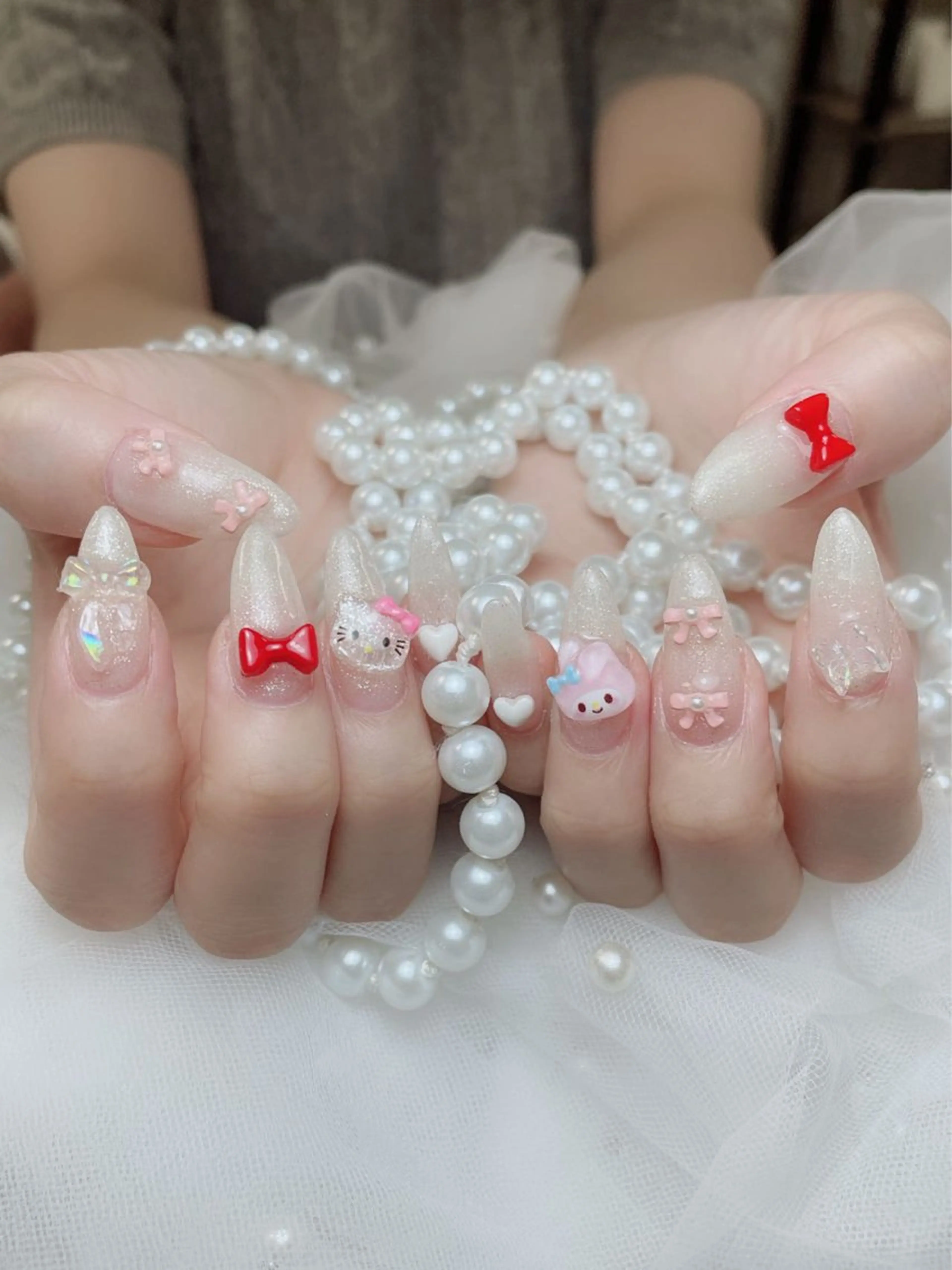 ネイル フレンチネイル ジェルネイル ハート 韓国ネイル マグネットネイル ハンドネイル ロータス ネイルサロンのネイルデザイン