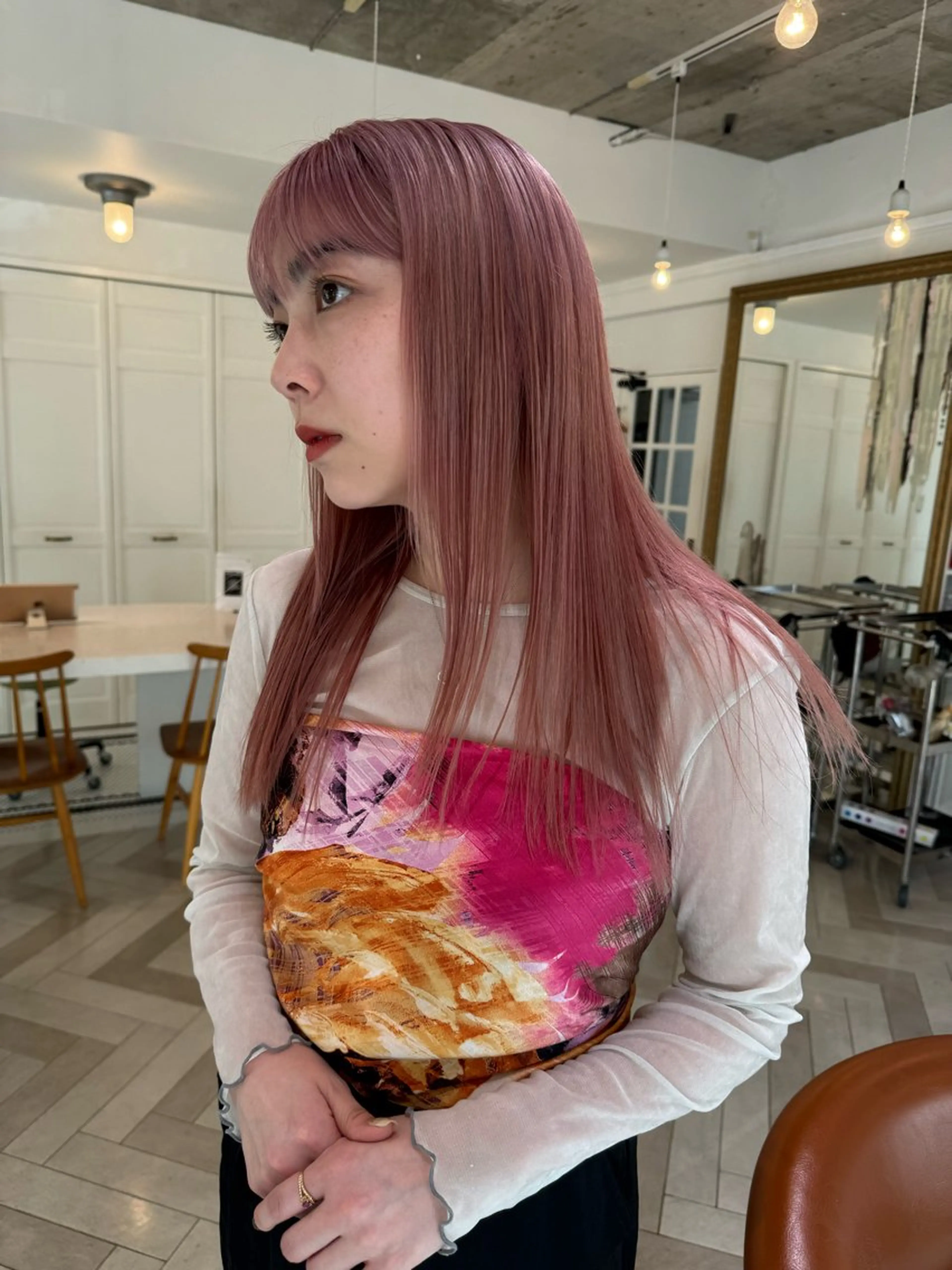 カラー ヘアカラー ブリーチカラー🎀 韓国風/寺門美優のヘアスタイル