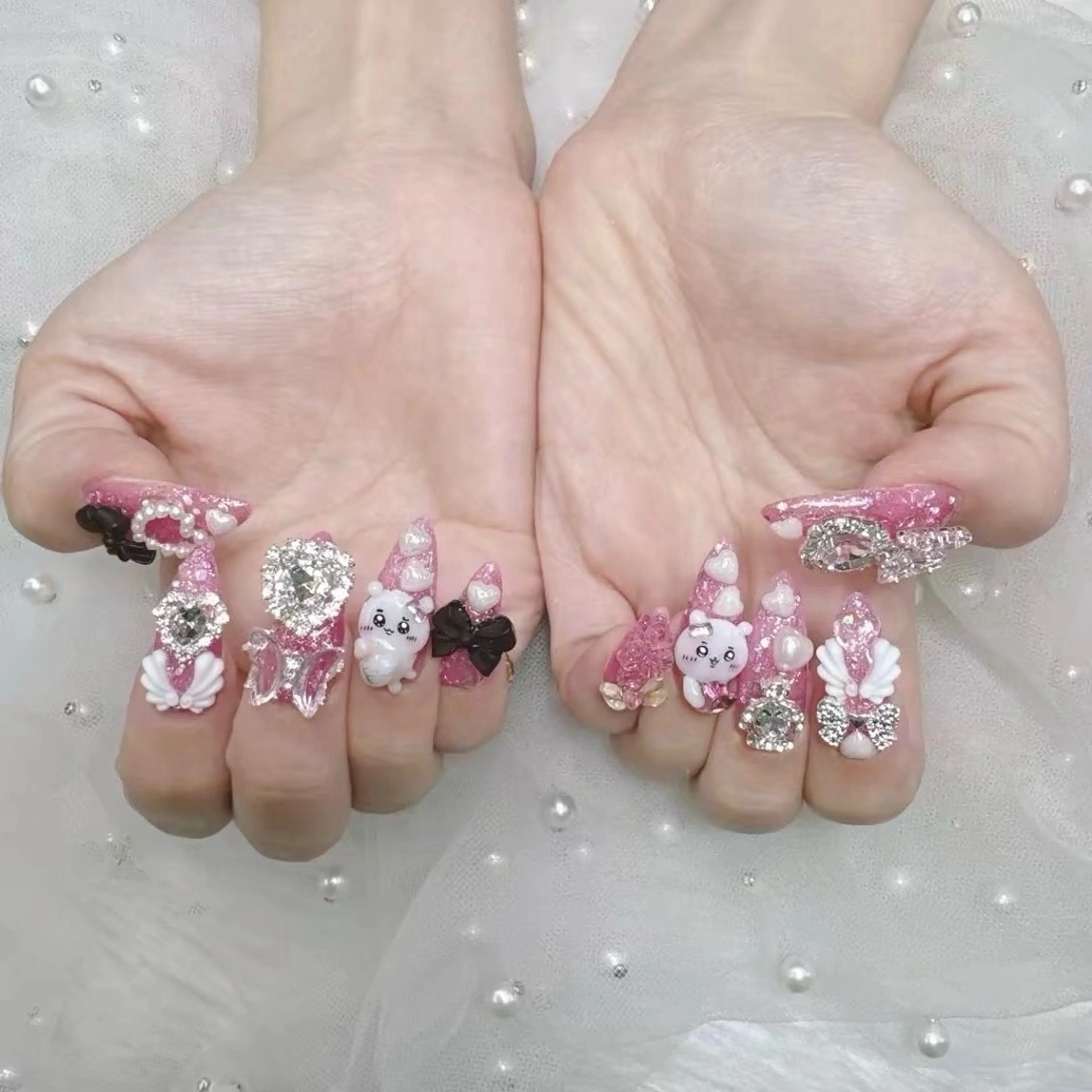 ネイル キラキラネイル マグネットネイル スカルプネイル 春ネイル ハンドネイル Melody Nail所属・Melody  3D/スカルプ専門店のネイルデザイン