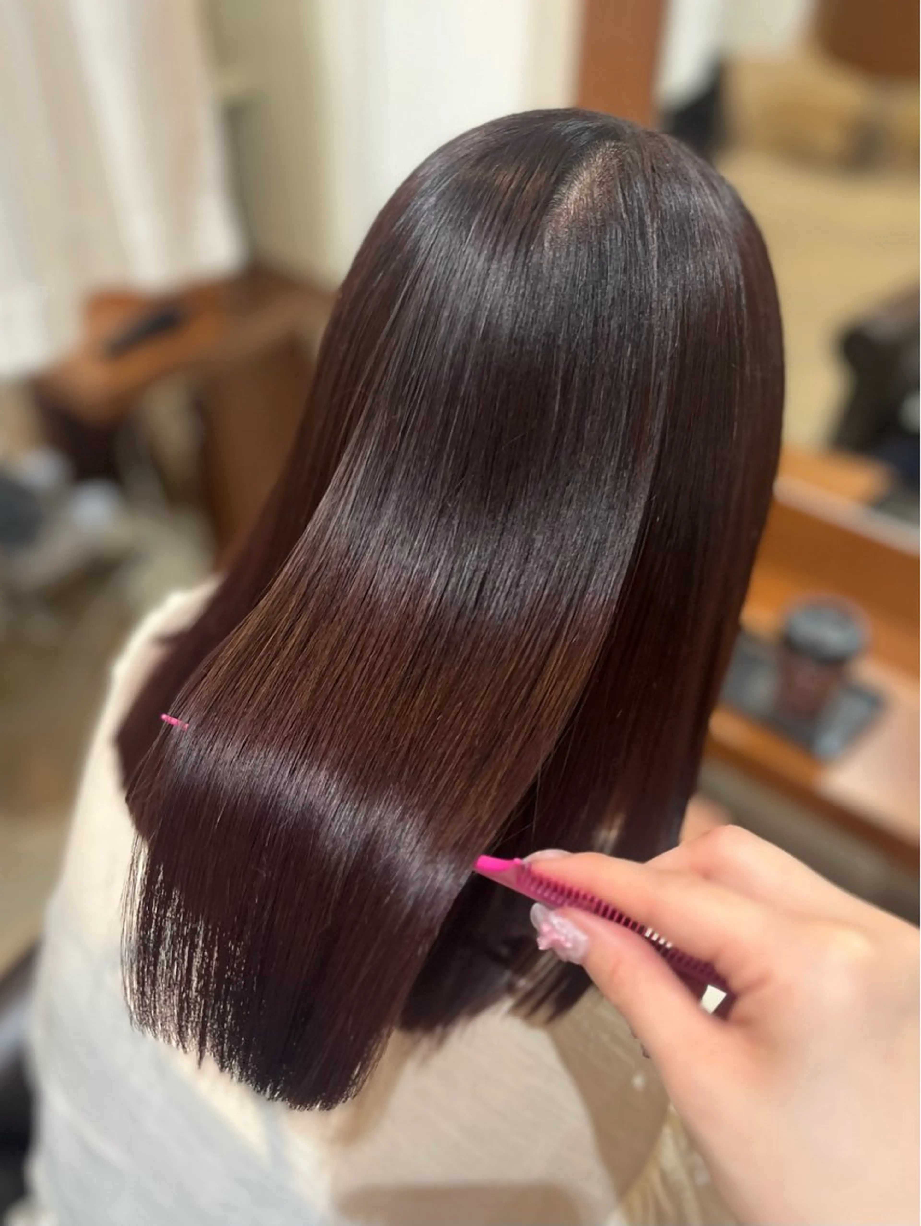 セミロング 切りっぱなしボブ ショートボブ セミロングパーマ ボブ 外国人風カラー misaki/透明感 カラー/尼崎美容室のヘアスタイル