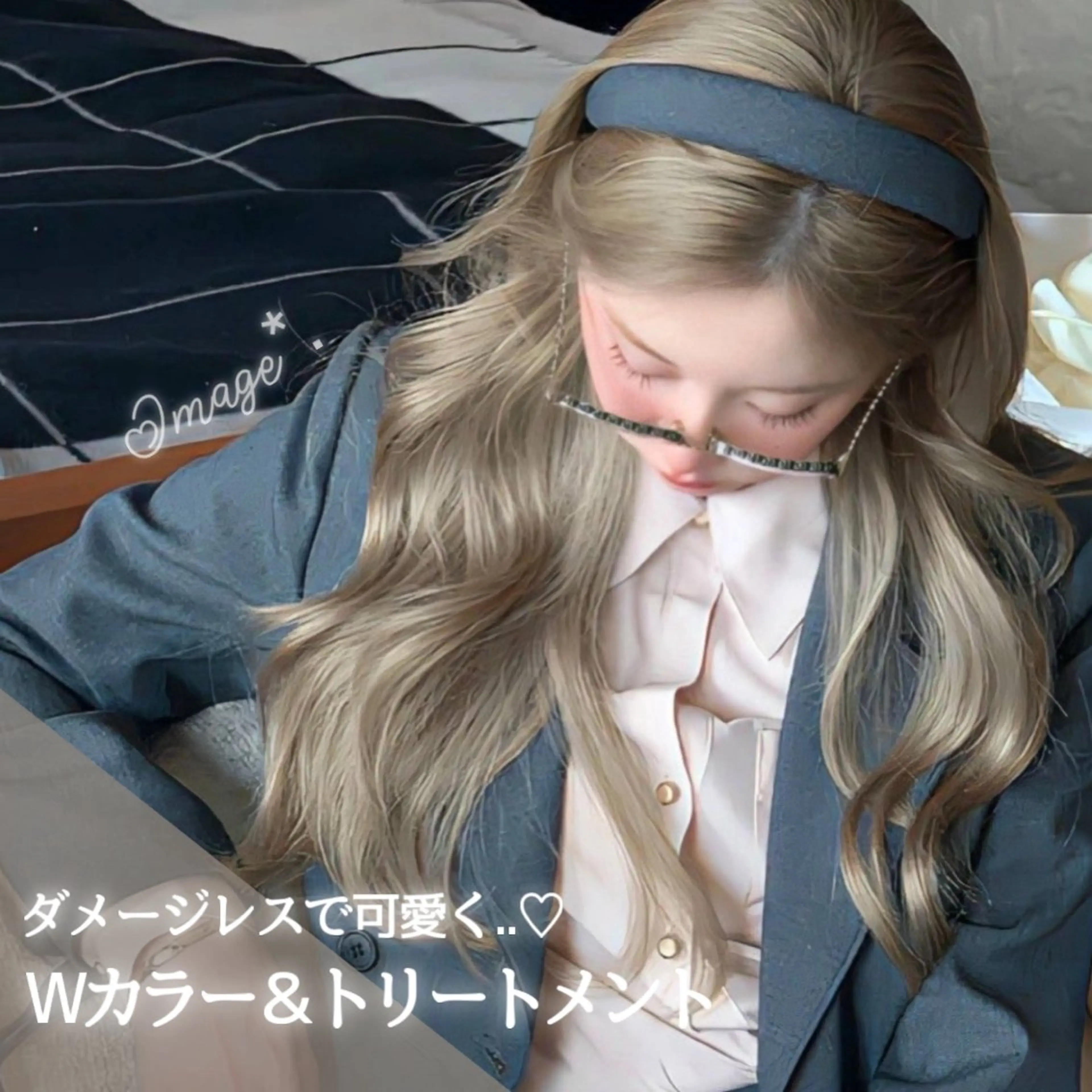 ロング カラー ヘアアレンジ ミストバング ベージュカラー 黒髪 ブリーチ ブルーカラー AVANCE.泉大津店所属・美髪へ導きます💎 藤原美優のその他イメージ