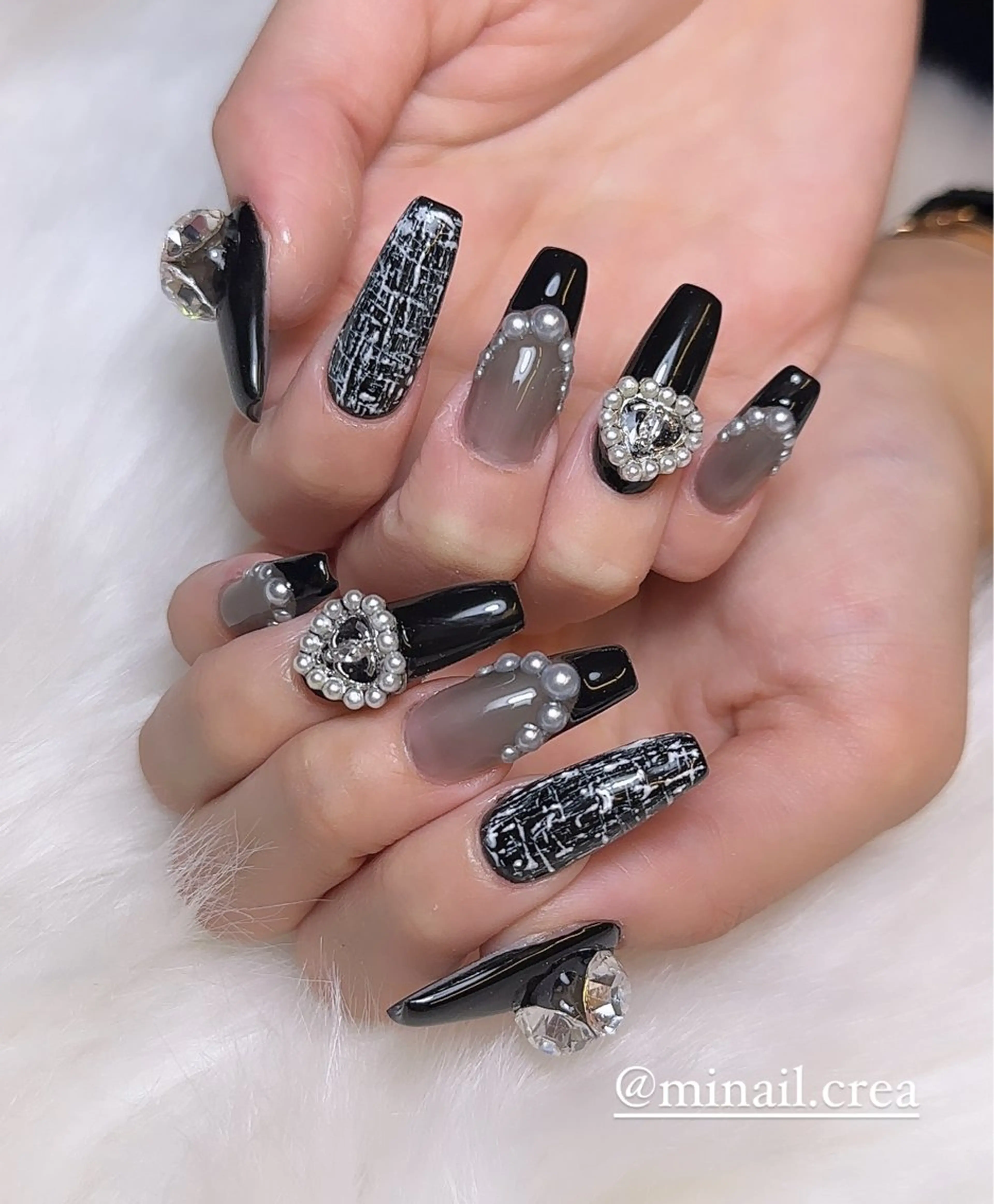 ネイル フレンチネイル ジェルネイル キラキラネイル スカルプネイル ツイードネイル ハンドネイル CRéA　-private nailsalon-所属・CReA nailのネイルデザイン
