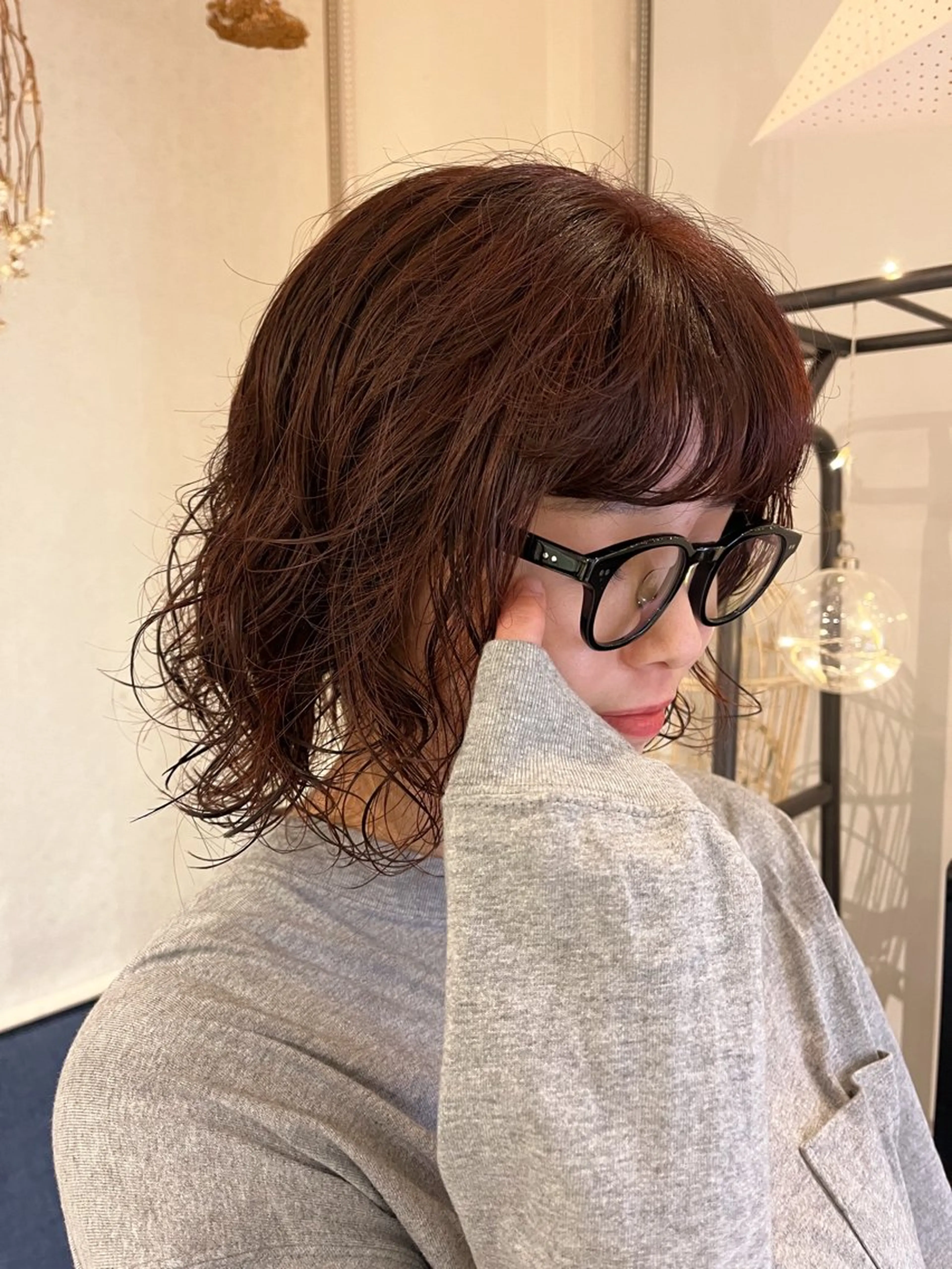 ミディアム パーマ パーマ レイヤー/暖色/ 髪質改善/永礼芳果のヘアスタイル