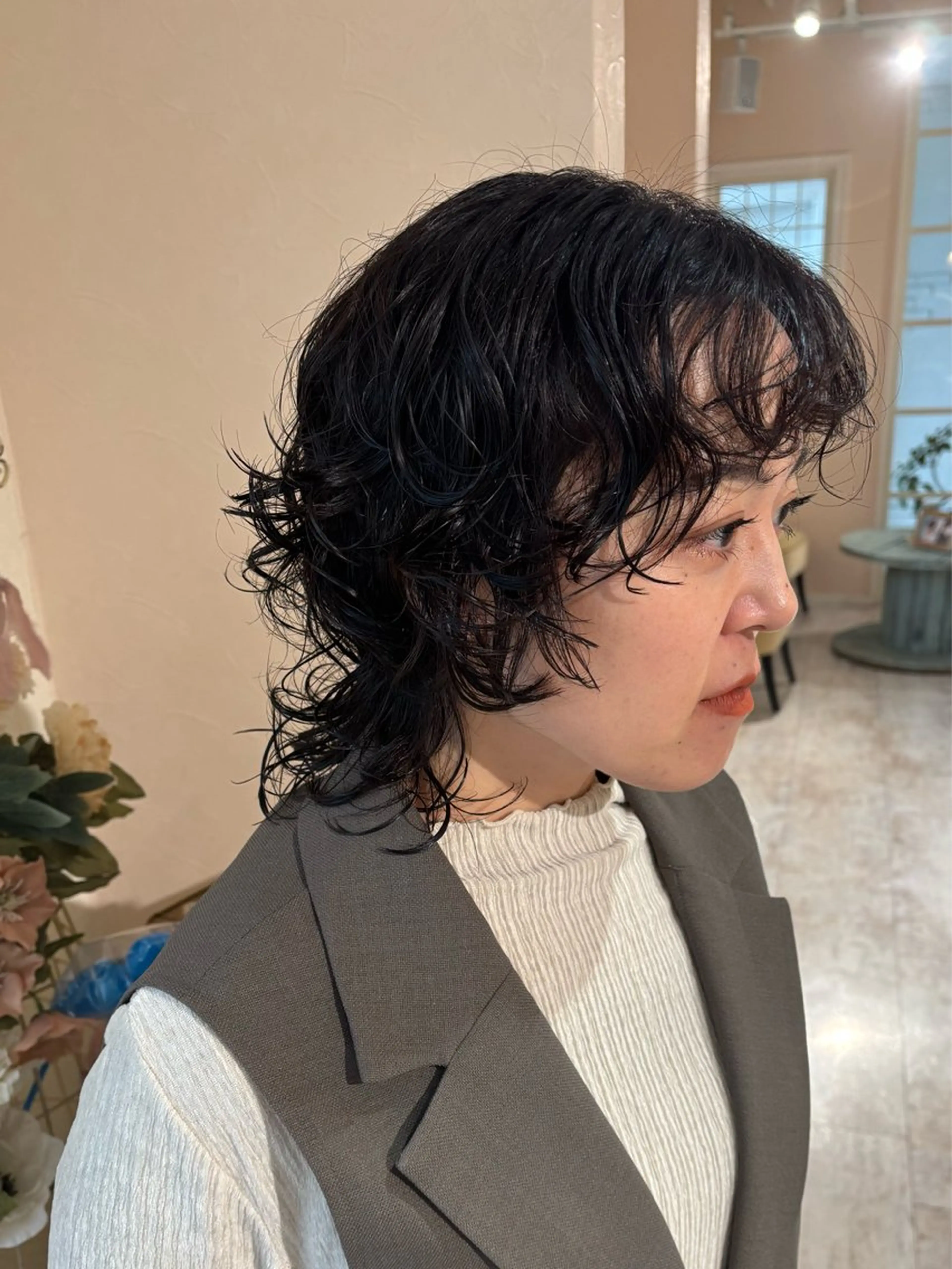 ショート パーマ 推しｶﾗｰ/韓国/ ﾋﾟﾝｸ/Renonのヘアスタイル