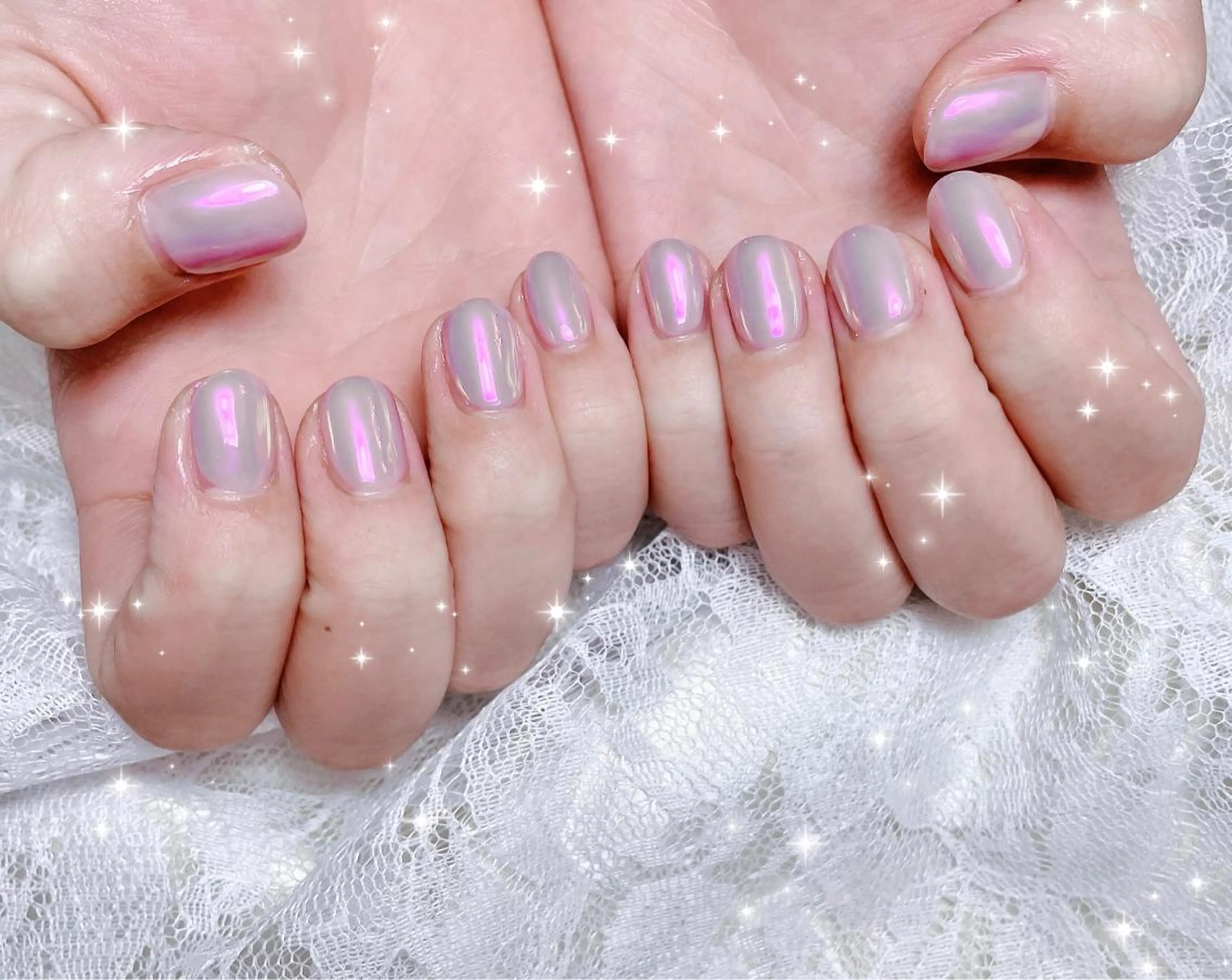 ネイル オーロラネイル ミラーネイル ハンドネイル FLARE NAIL フレアネイルのネイルデザイン
