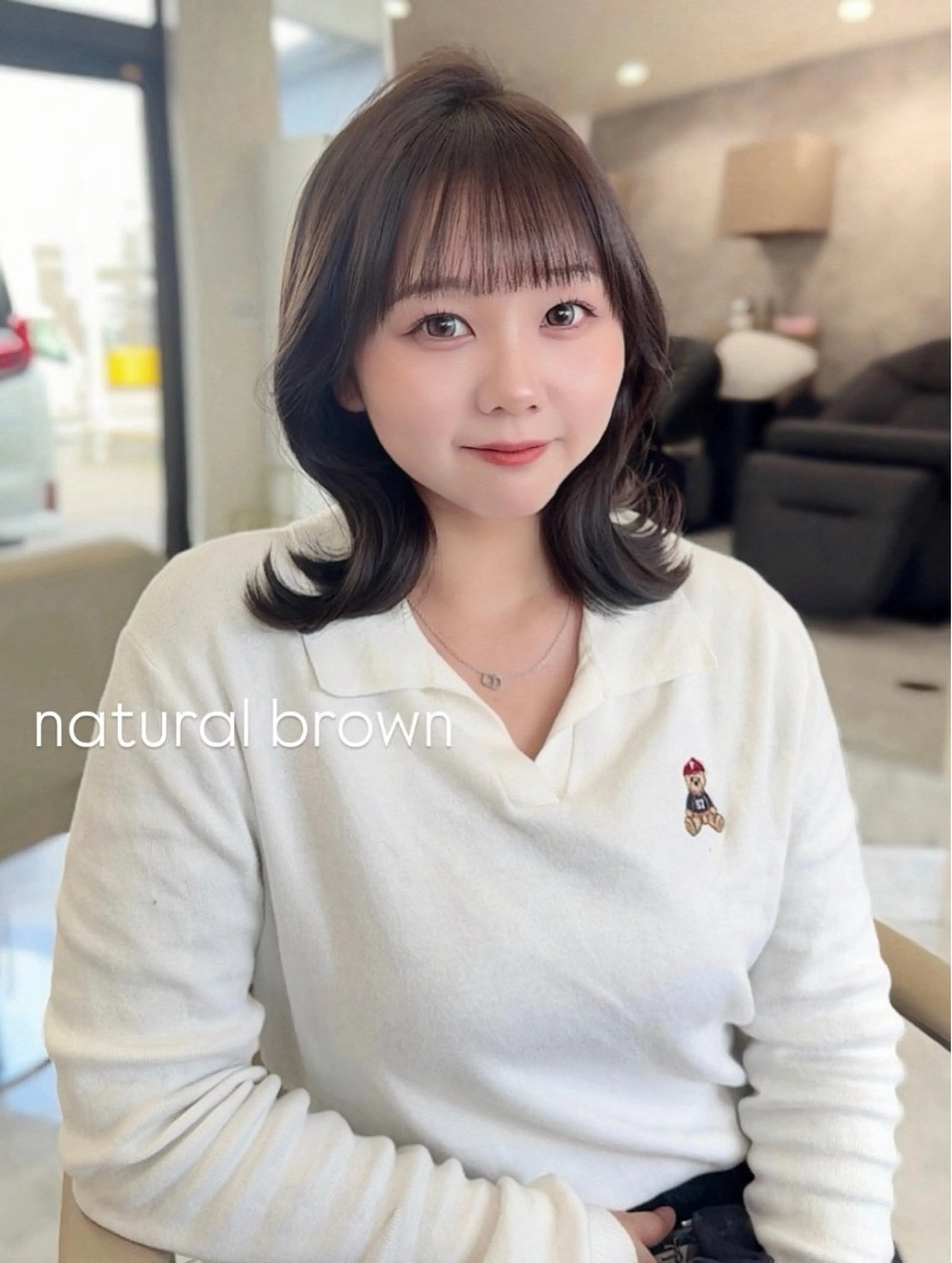 ミディアム カラー ヘアアレンジ ブラウンカラー 透明感カラー ナチュラルブラウン 韓国風ヘア レイヤーカット カット ヘアカラー NOELA所属・加藤愛鈴/大人 可愛いモテカラー♡のヘアスタイル