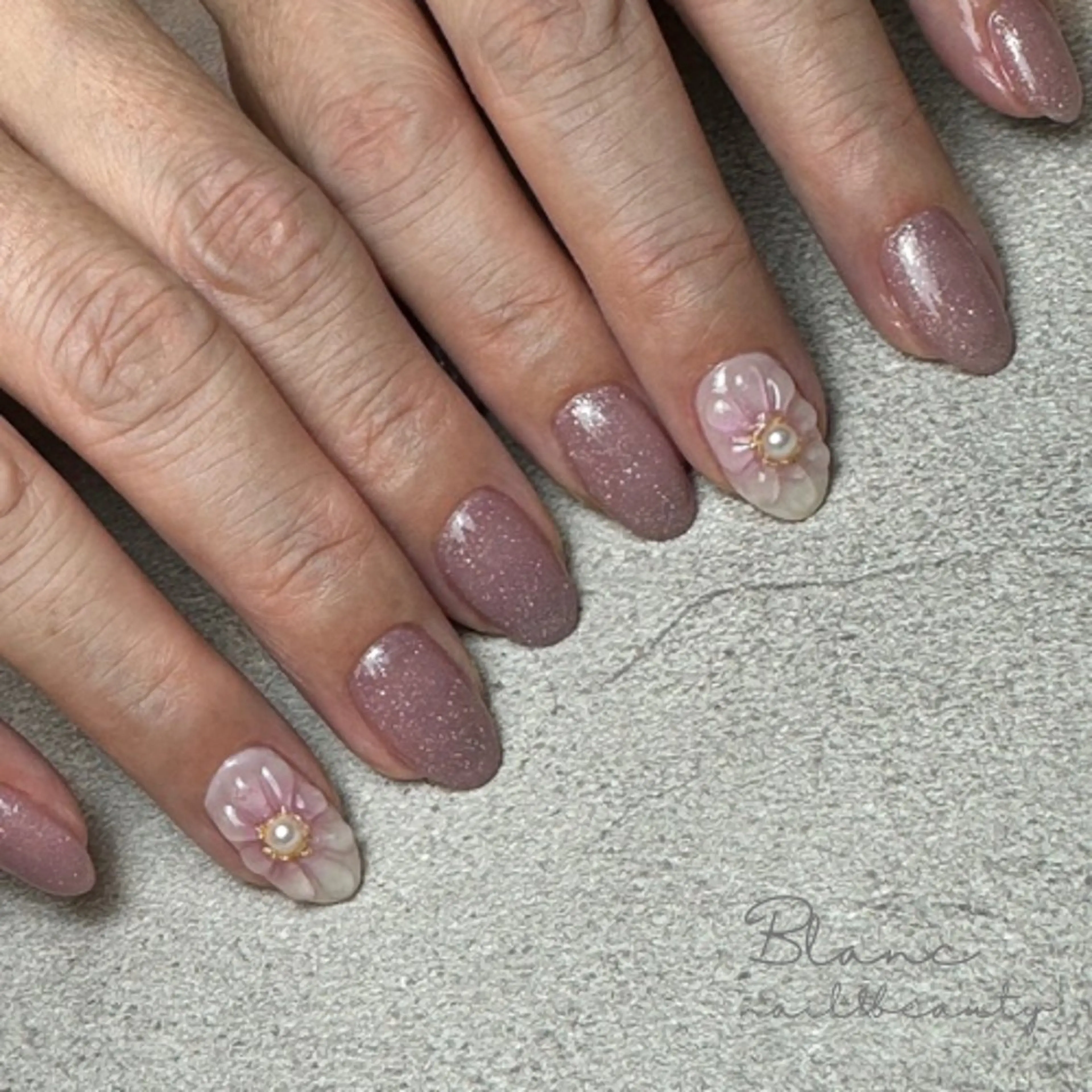 ネイル フラワーネイル ぷっくりネイル Blanc ブランのネイルデザイン