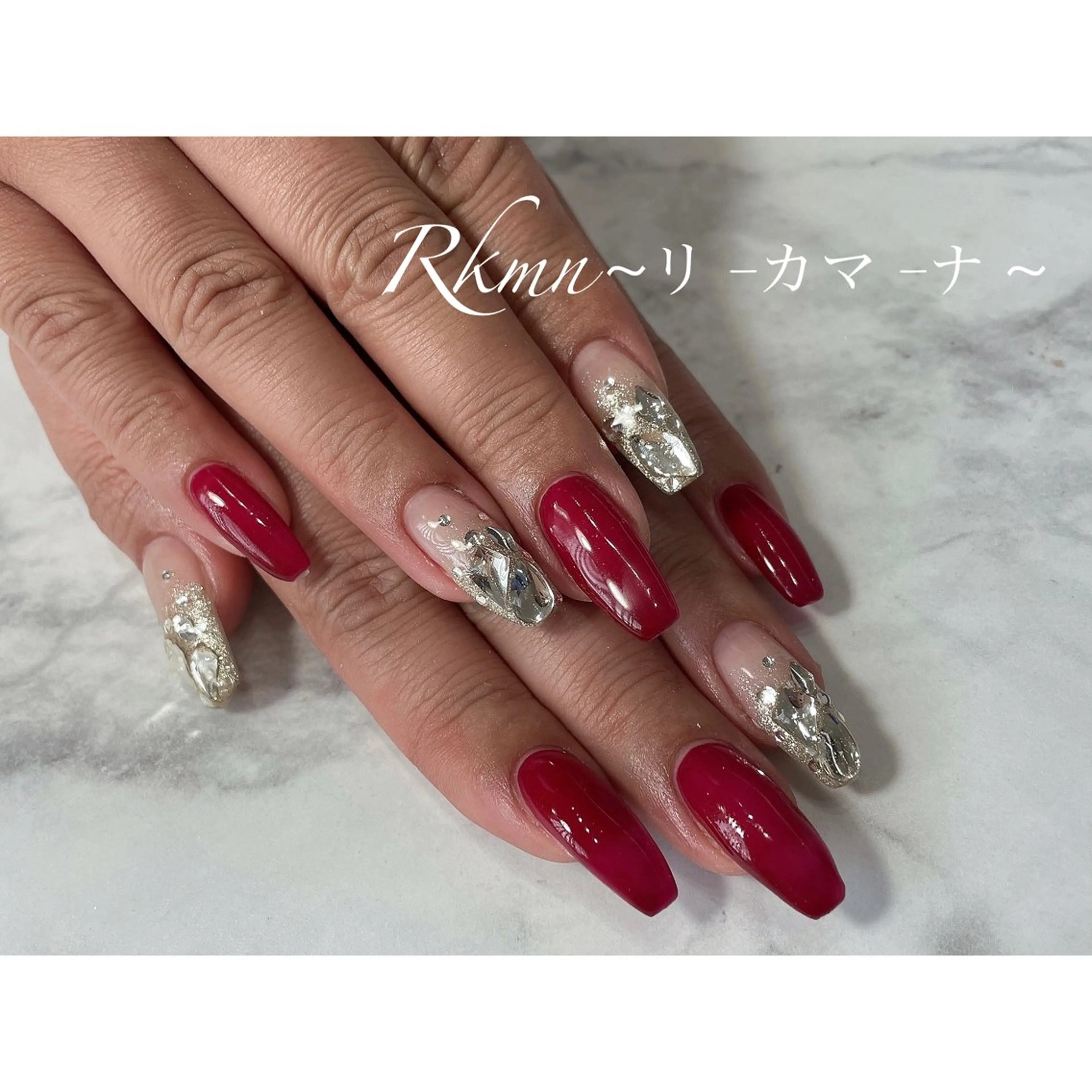 ネイル アートネイル ボルドー グラデーション 春ネイル ハンドネイル フットネイル ハンドケア Rkmn ~リ-カマ-ナ~のネイルデザイン