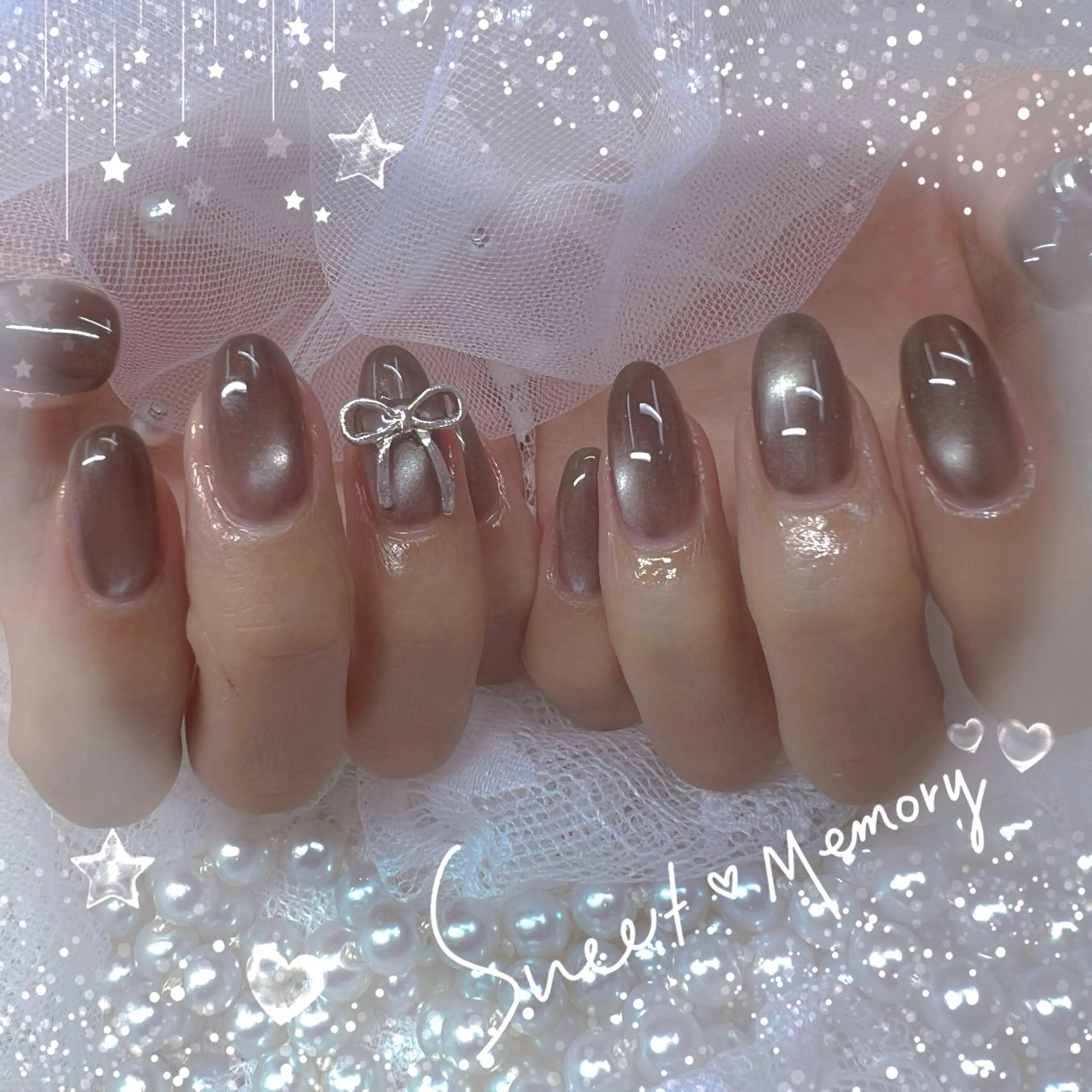ネイル チークネイル フレンチネイル ガーリー ガラスフレンチ グラデーション Chill Nailsalonのネイルデザイン