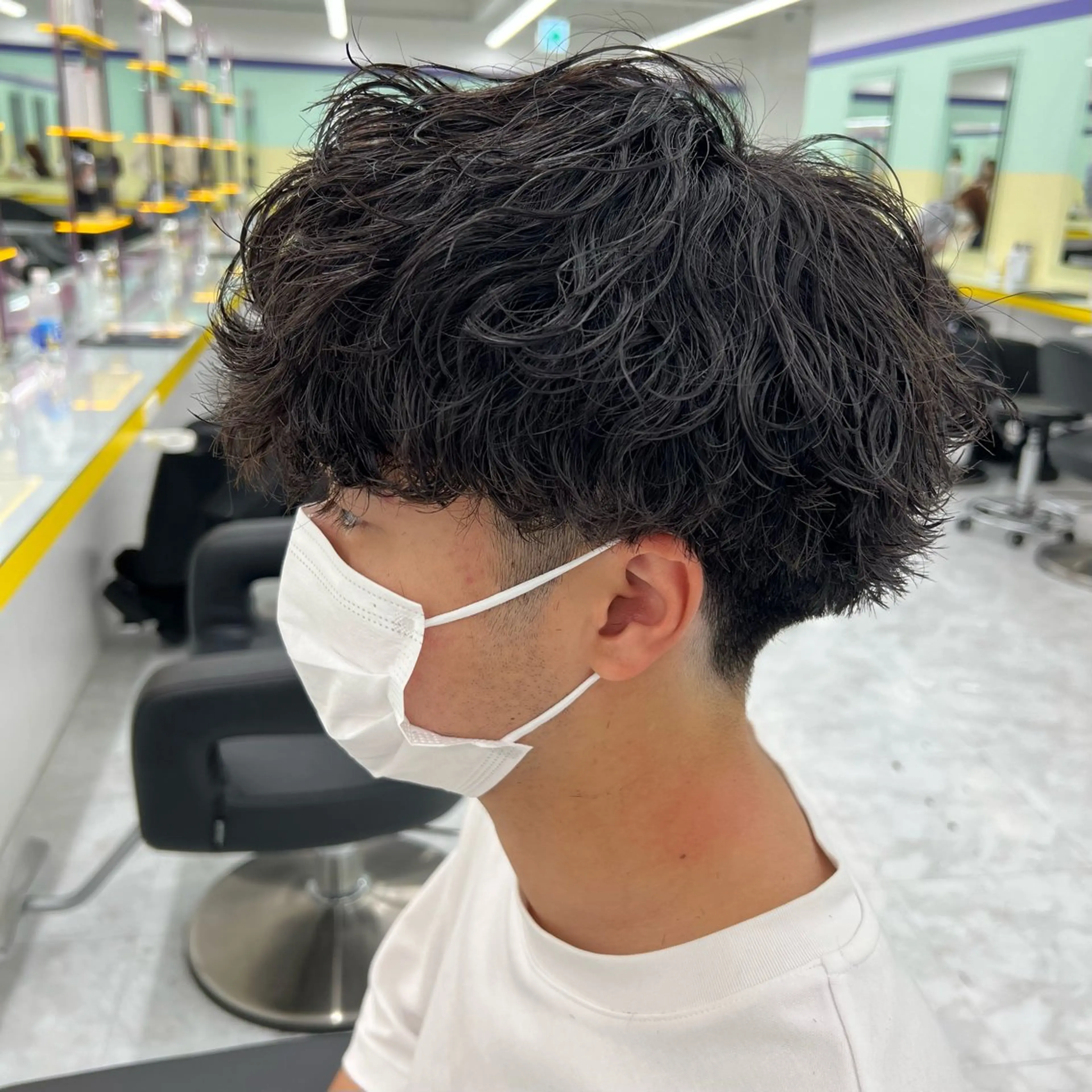 ショート パーマ メンズ *モデル募集🤍横浜 透明感カラー🫧のヘアスタイル