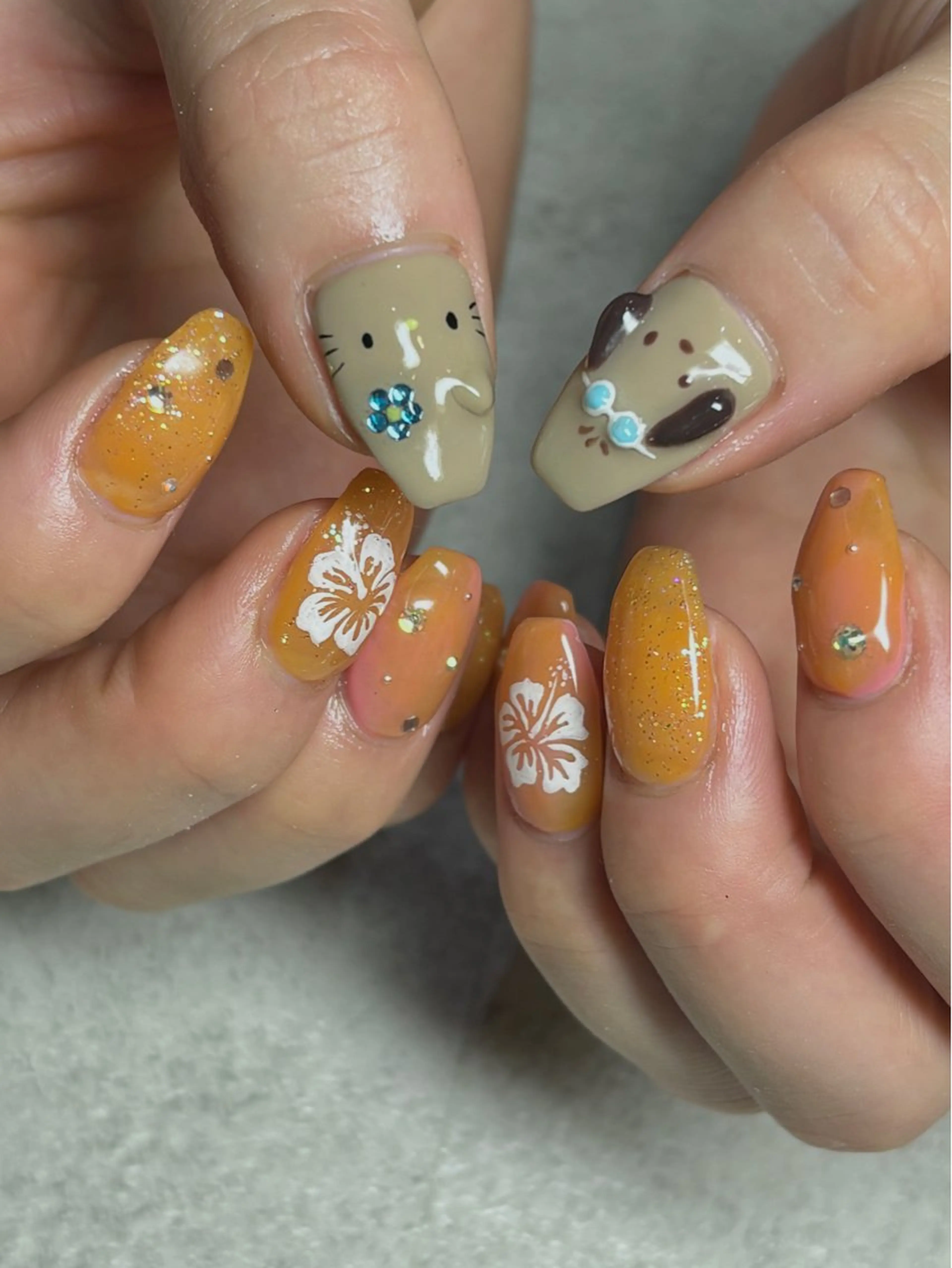 ネイル 韓国ネイル オレンジ 夏ネイル ハンドネイル acs.n所属・ネイル,耳つぼ 風間すみれのその他イメージ