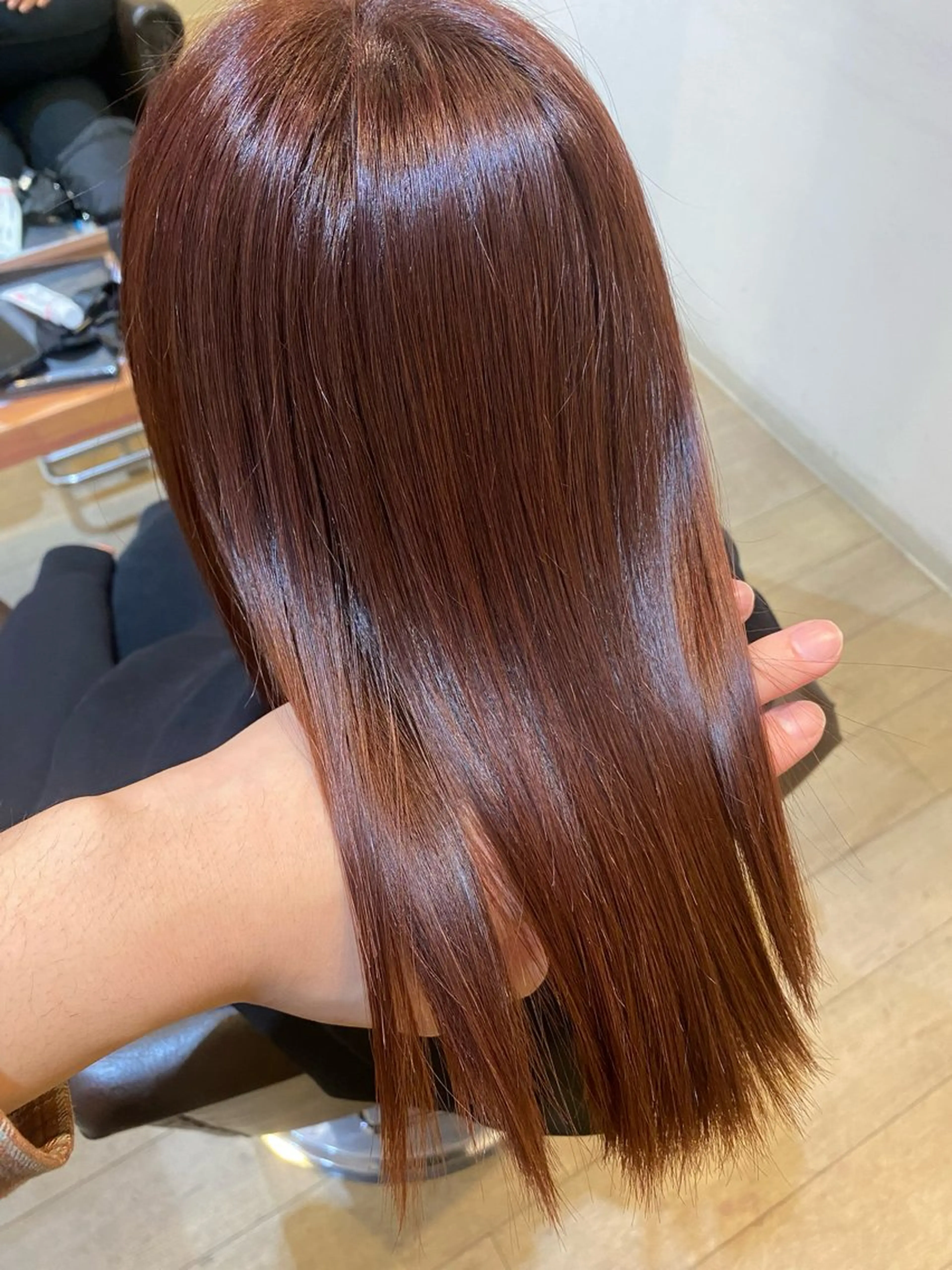 セミロング カラー ブラウンカラー レッドカラー レッドブラウン カット ヘアカラー 縮毛矯正とレイヤー カット/杉村凜汰郎のヘアスタイル