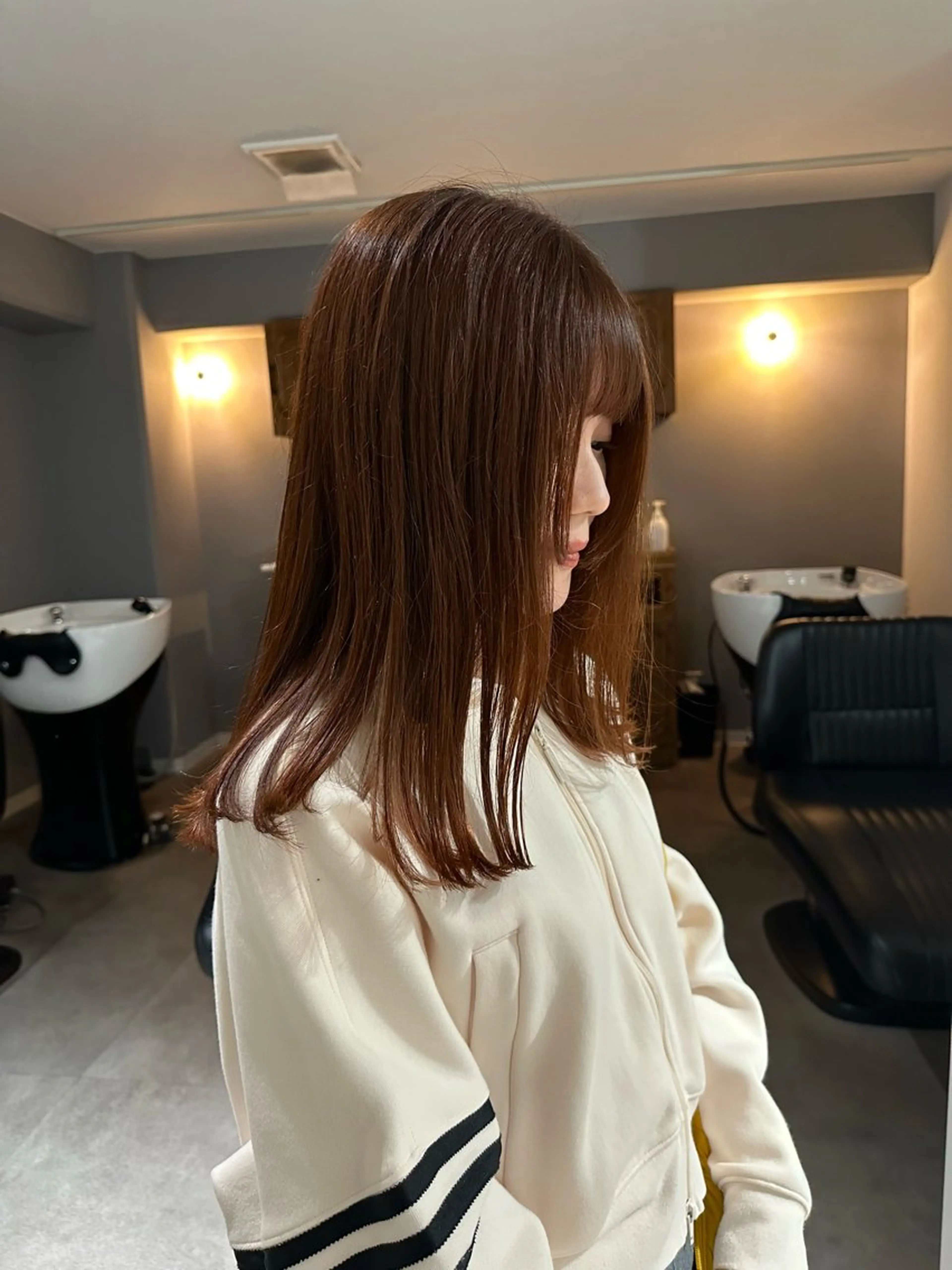 ミディアム オレンジブラウン 山本 菜月のヘアスタイル