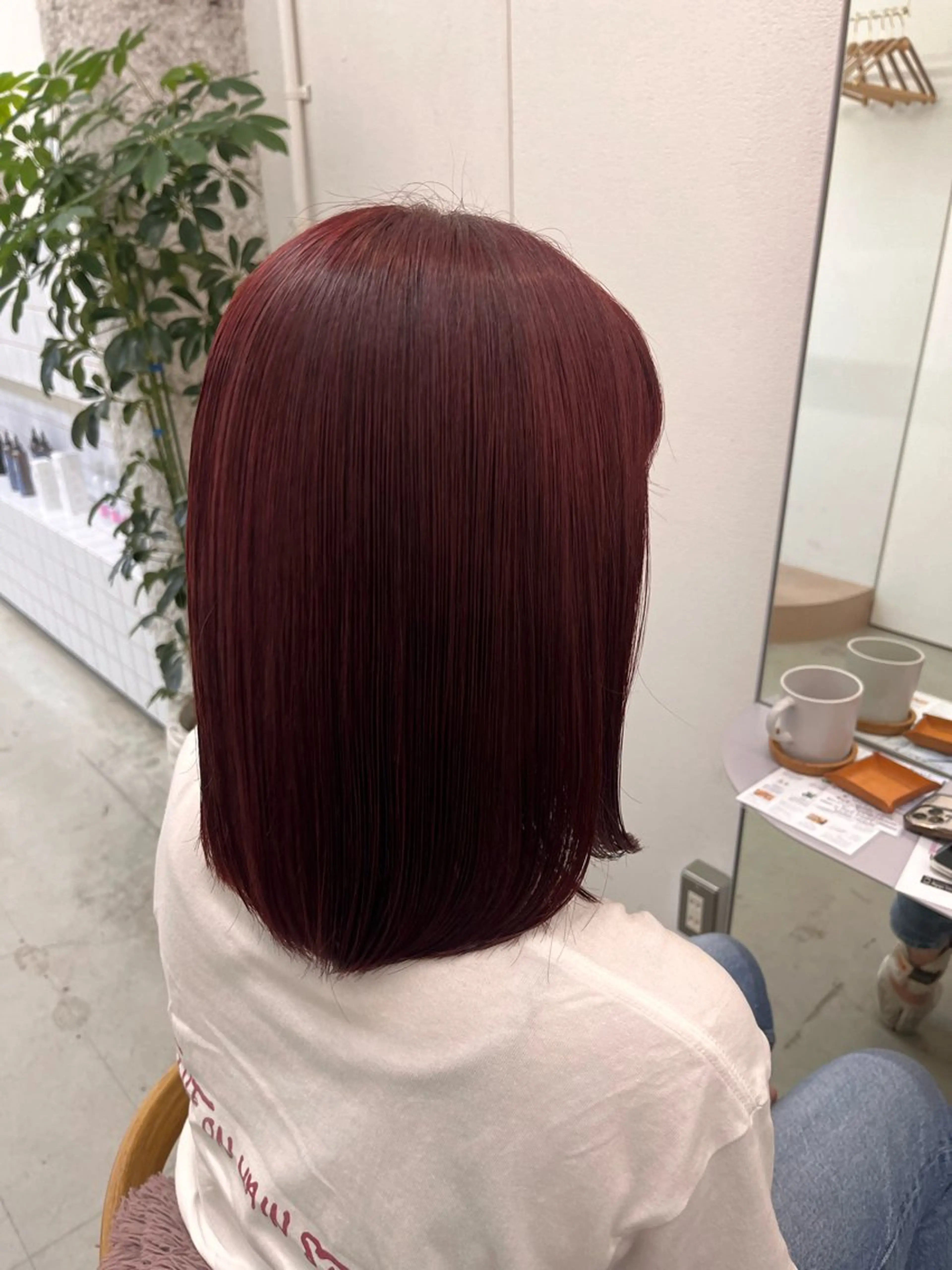 セミロング カラー レッドカラー 暖色カラー／ ヘアセット🌛櫻井舞のヘアスタイル