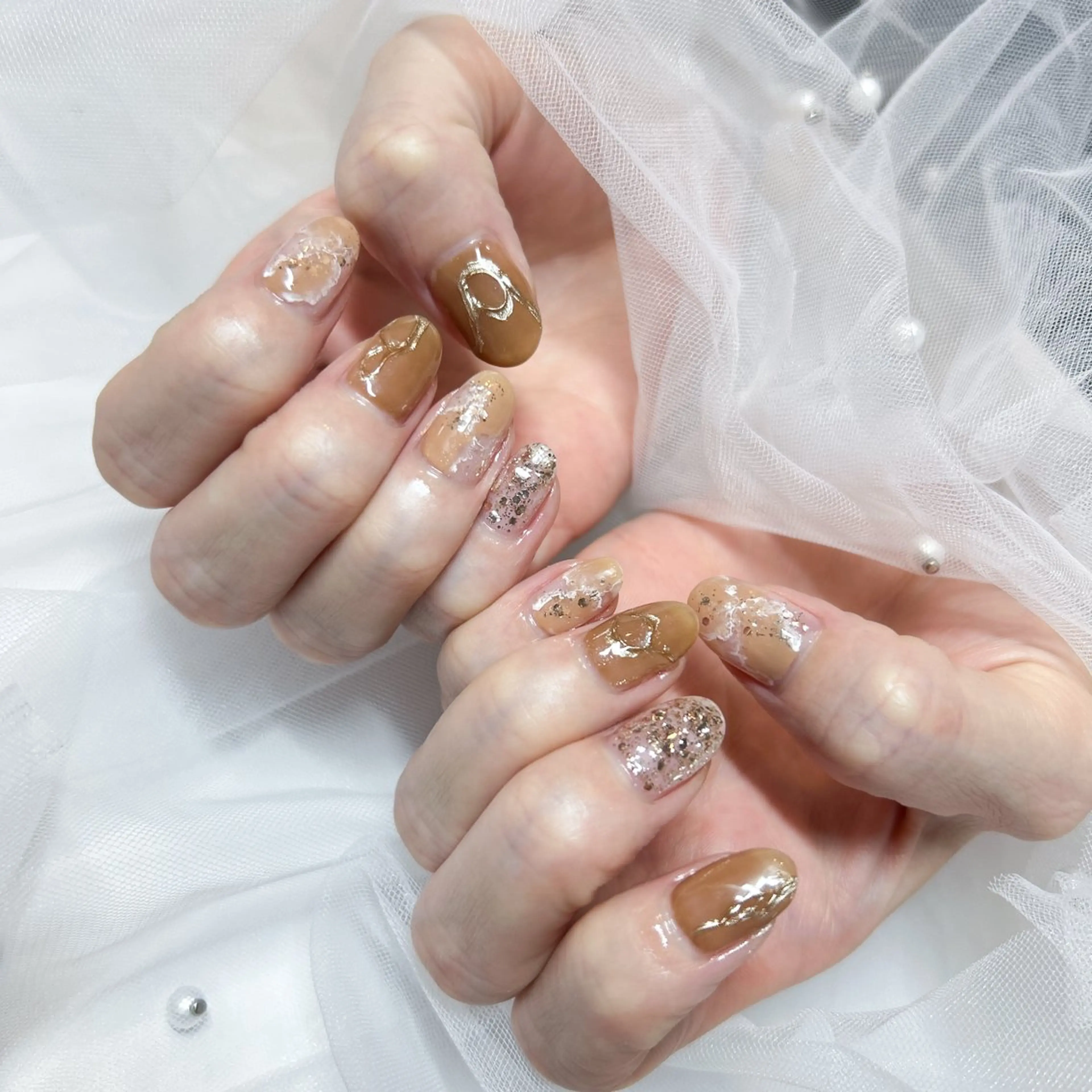 ネイル ハロウィン ミラーネイル 持ち込み ニュアンスネイル オフィスネイル ハンドネイル 頑張る女性の味方✴︎ M.i　nail ♡のネイルデザイン