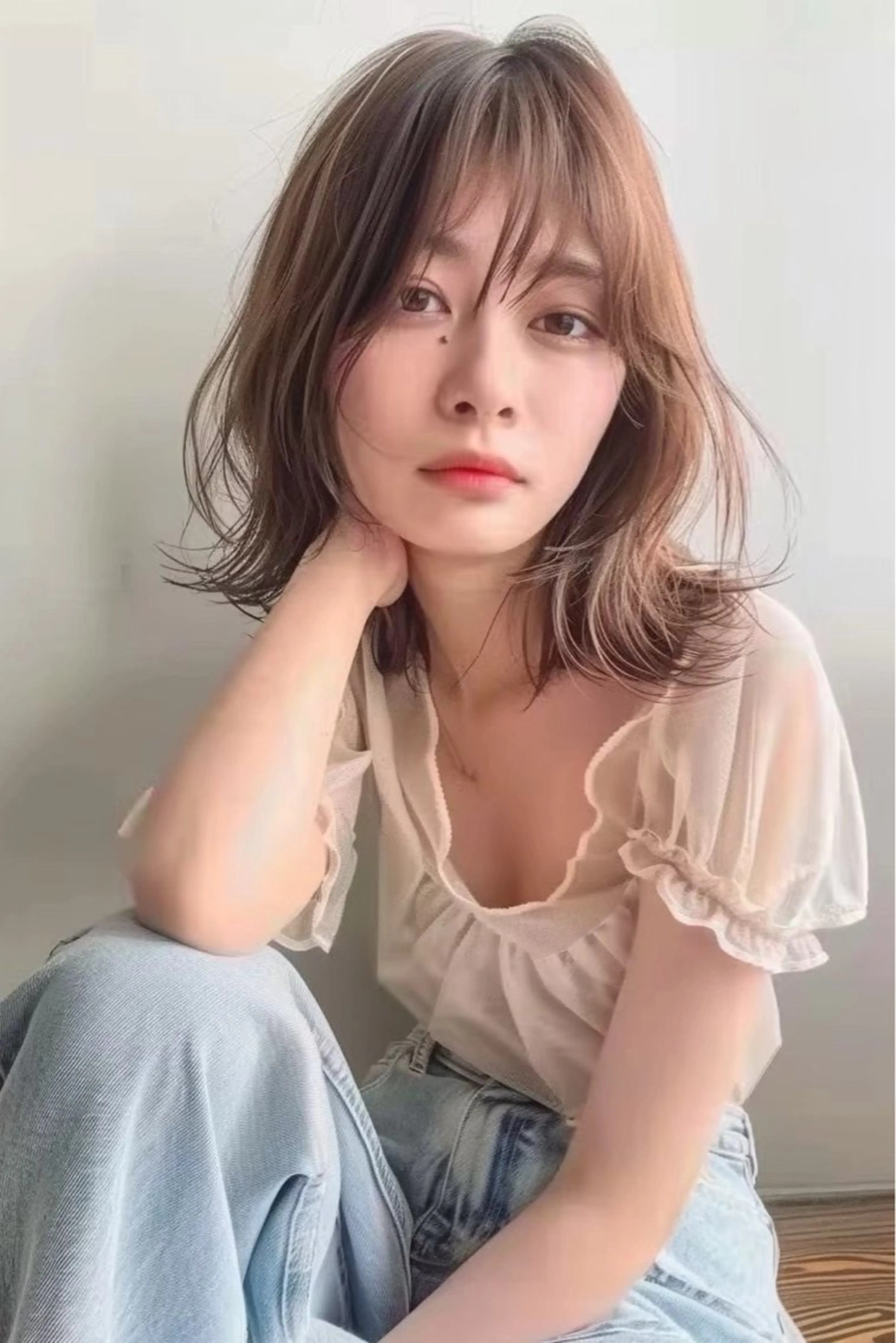 ミディアム カラー カット ヘアカラー トリートメント 圧倒的似合わせ ケアカラーYUTOのヘアスタイル