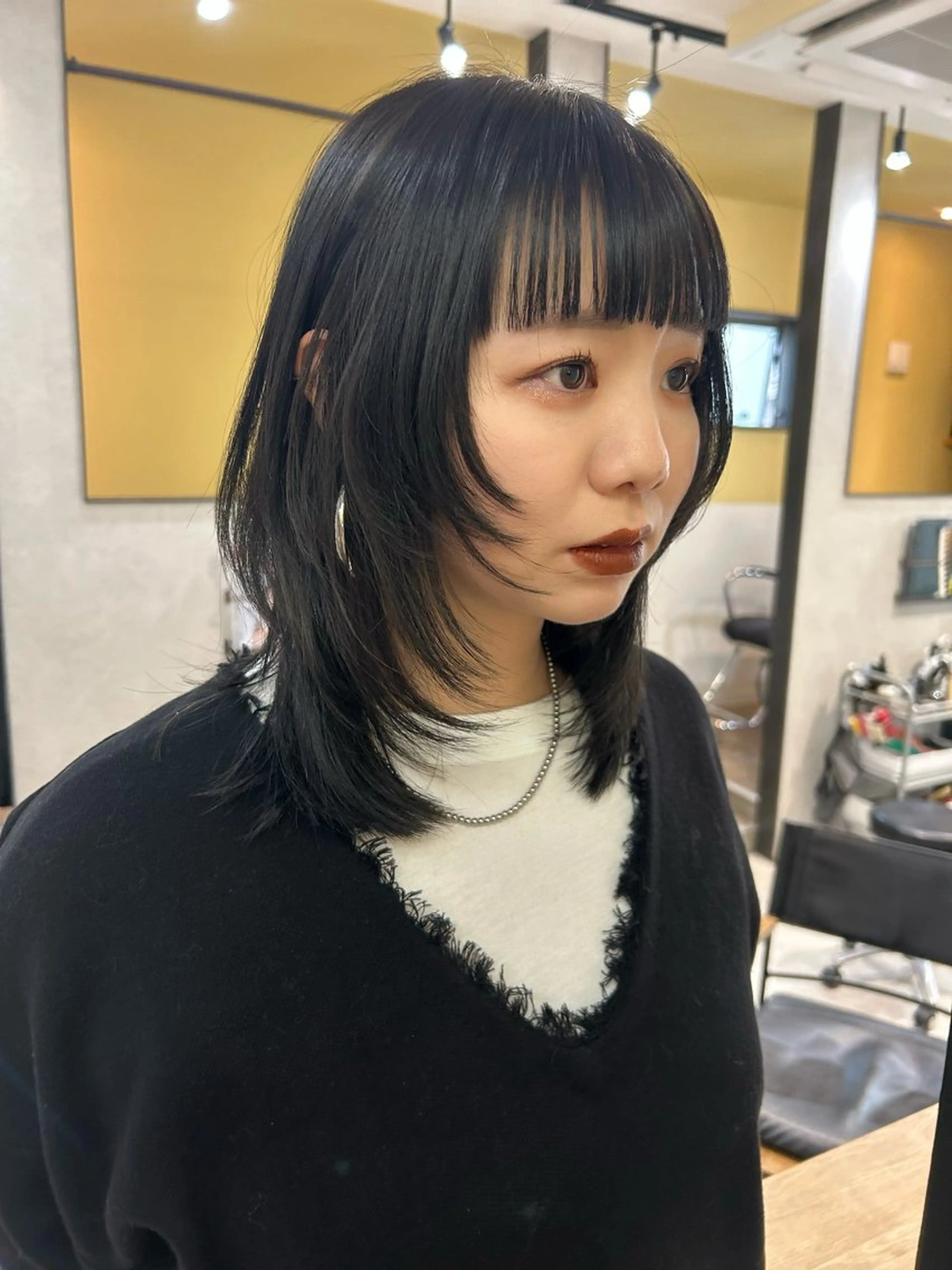 ミディアム レイヤーカット ウルフカット ウルフレイヤー カット トリートメント hub hair レイヤー/透明感のヘアスタイル