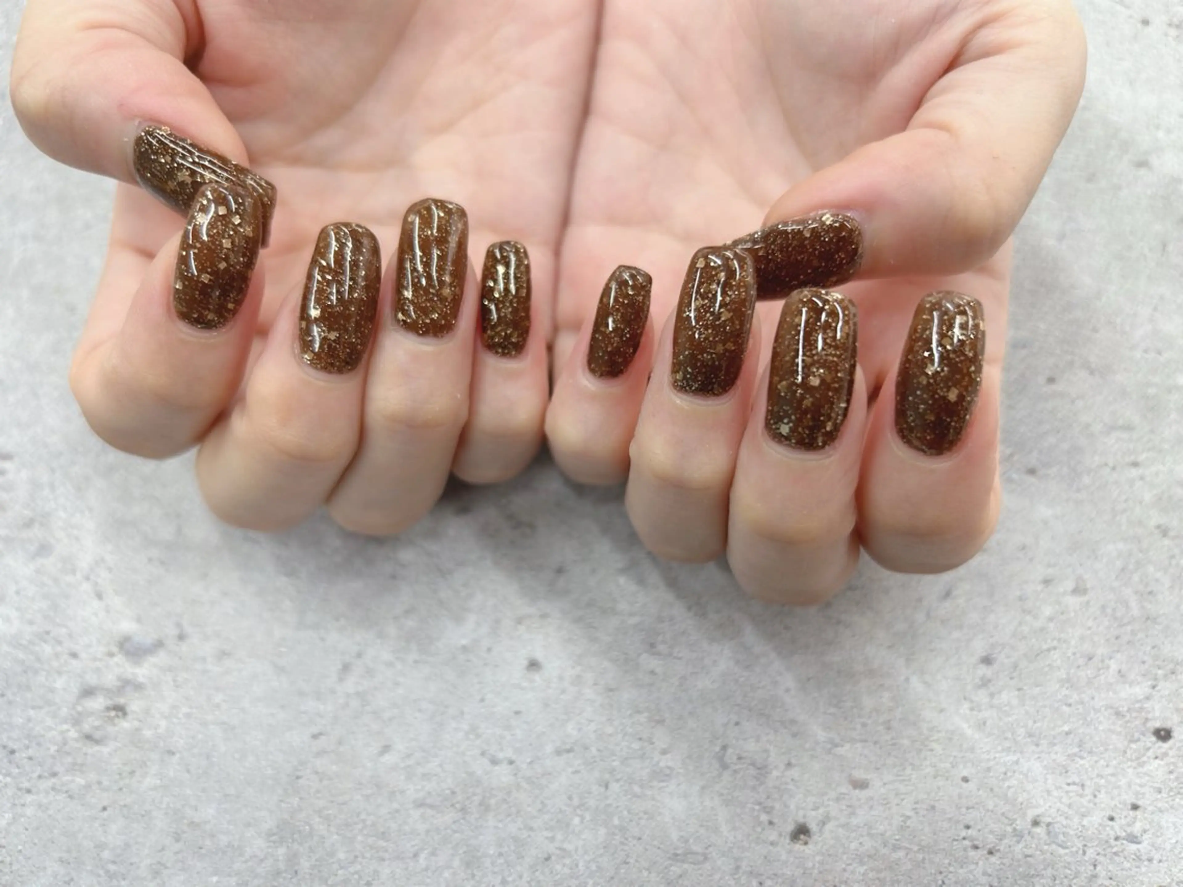 ネイル ブラウン ラメ(グリッター) ハンドネイル Nail Salon agré所属・agré ネイルサロン　アグレのネイルデザイン