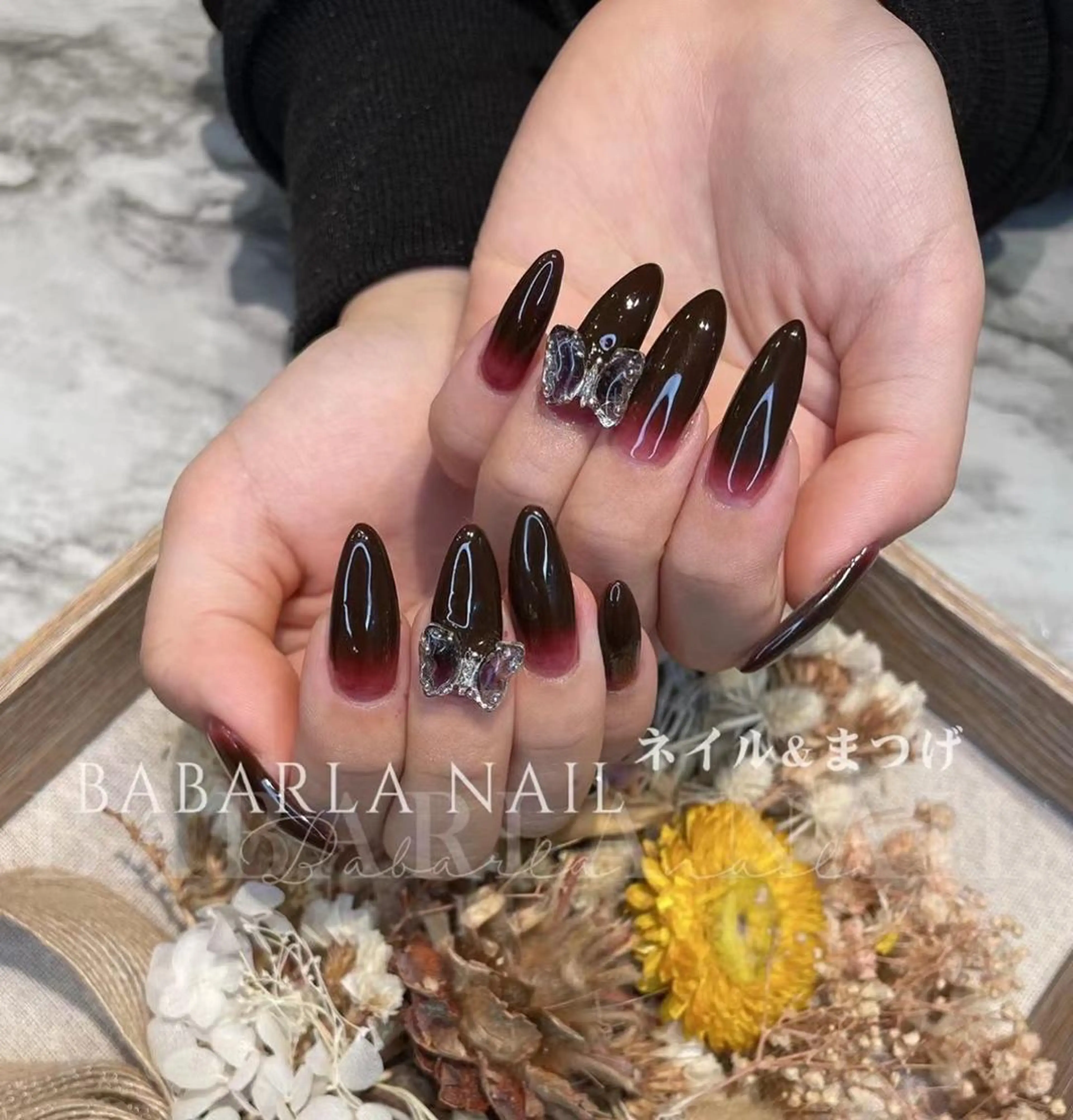 ネイル ボルドー グラデーション Babarla nailのネイルデザイン