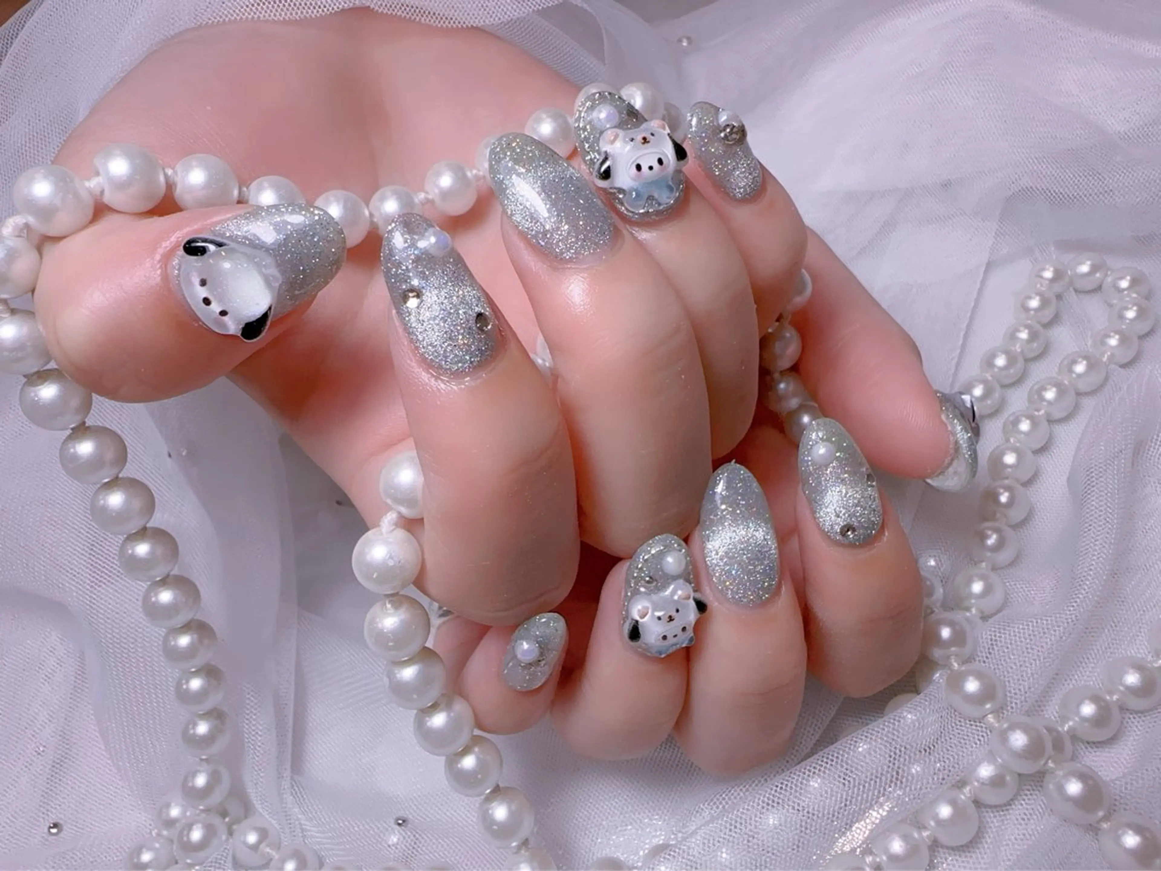 ネイル アートネイル フラッシュネイル フレンチネイル ジェルネイル ガラスフレンチ ハンドネイル You&Me Miyuのネイルデザイン