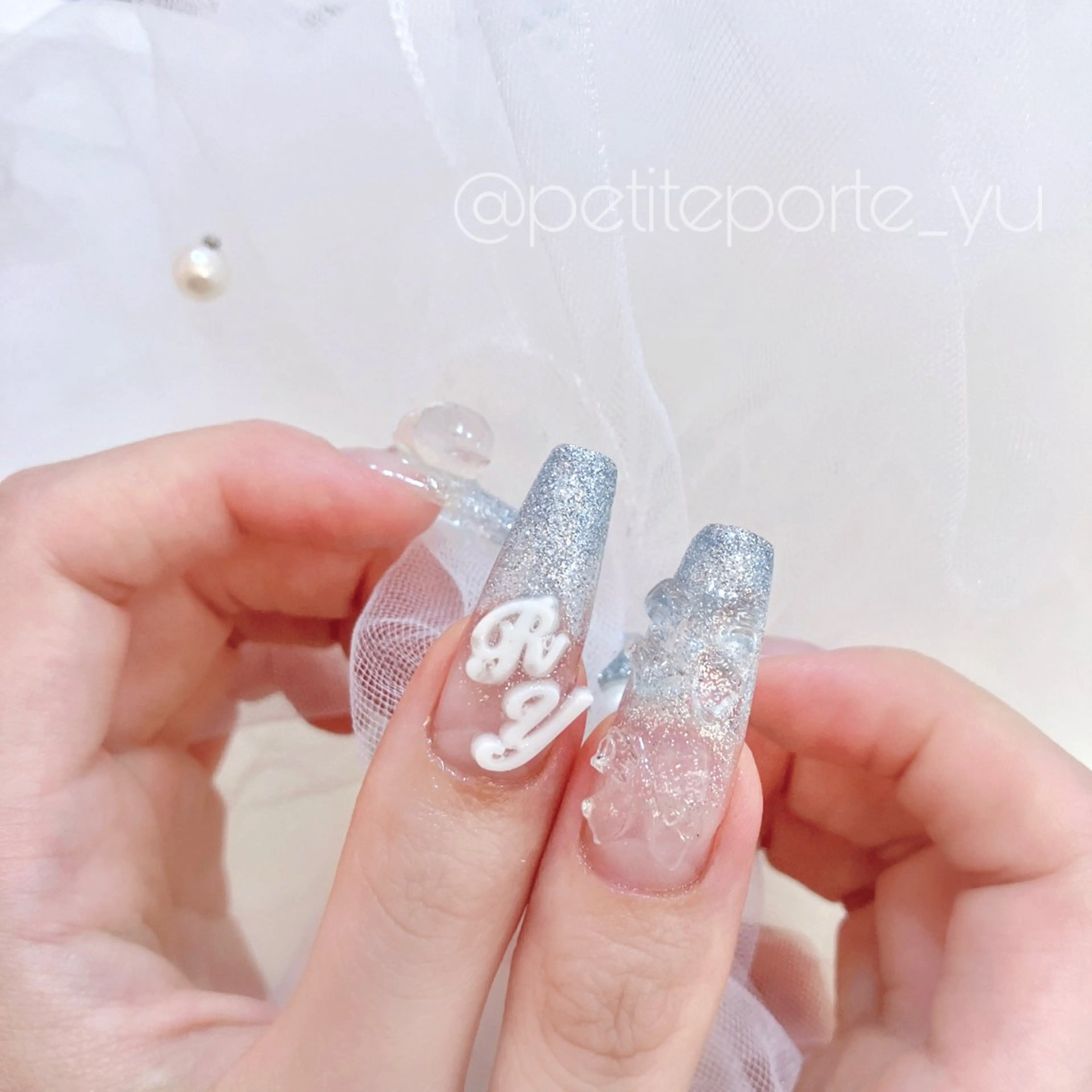 ネイル アートネイル クリアネイル 長さ出し フラッシュネイル ジェルネイル ハンドネイル nailsalon petite porte所属・petite porteのネイルデザイン