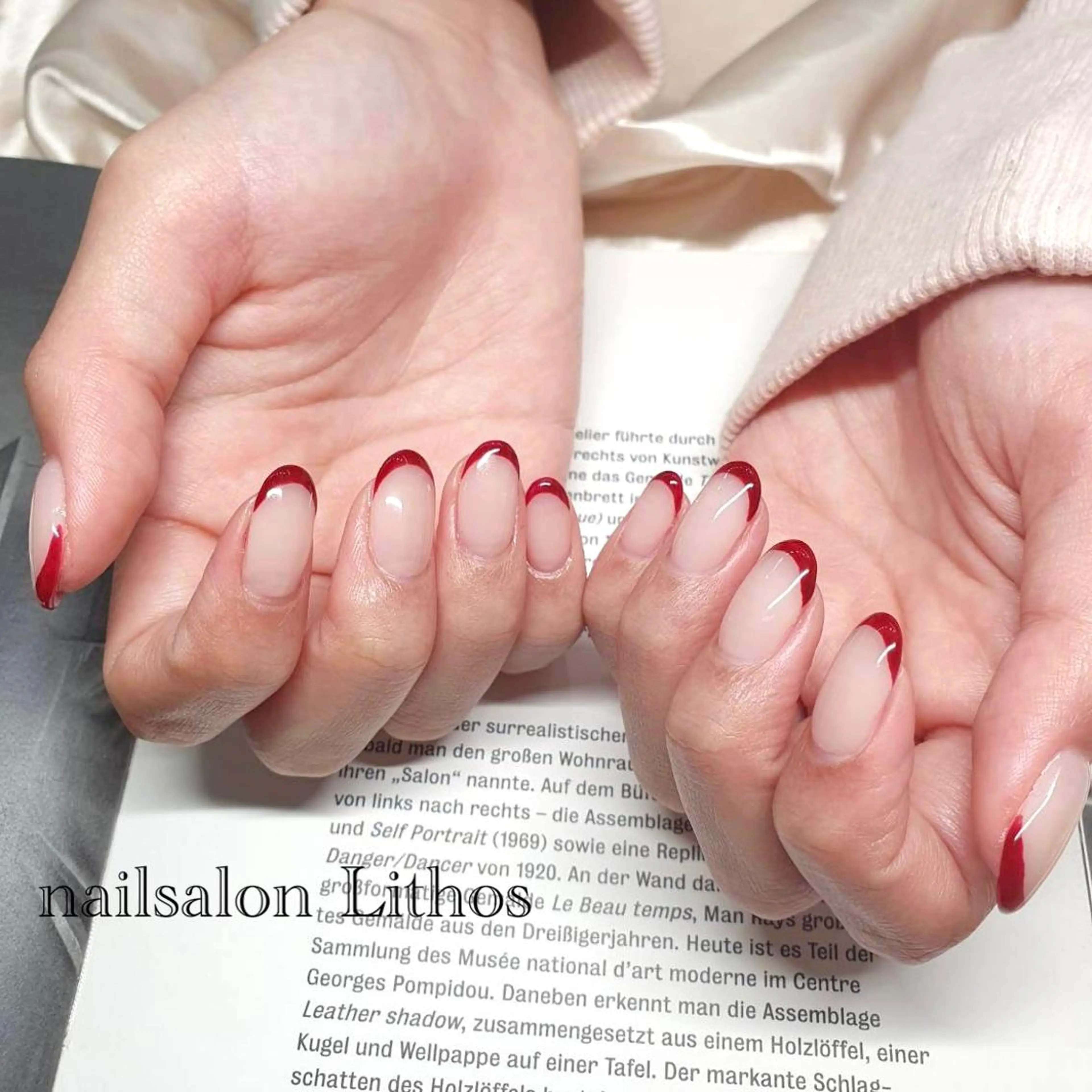 ネイル ボルドー フレンチネイル ジェルネイル 韓国ネイル オフィスネイル ハンドネイル nailsalon Lithos所属・nailsalon Recontreのネイルデザイン