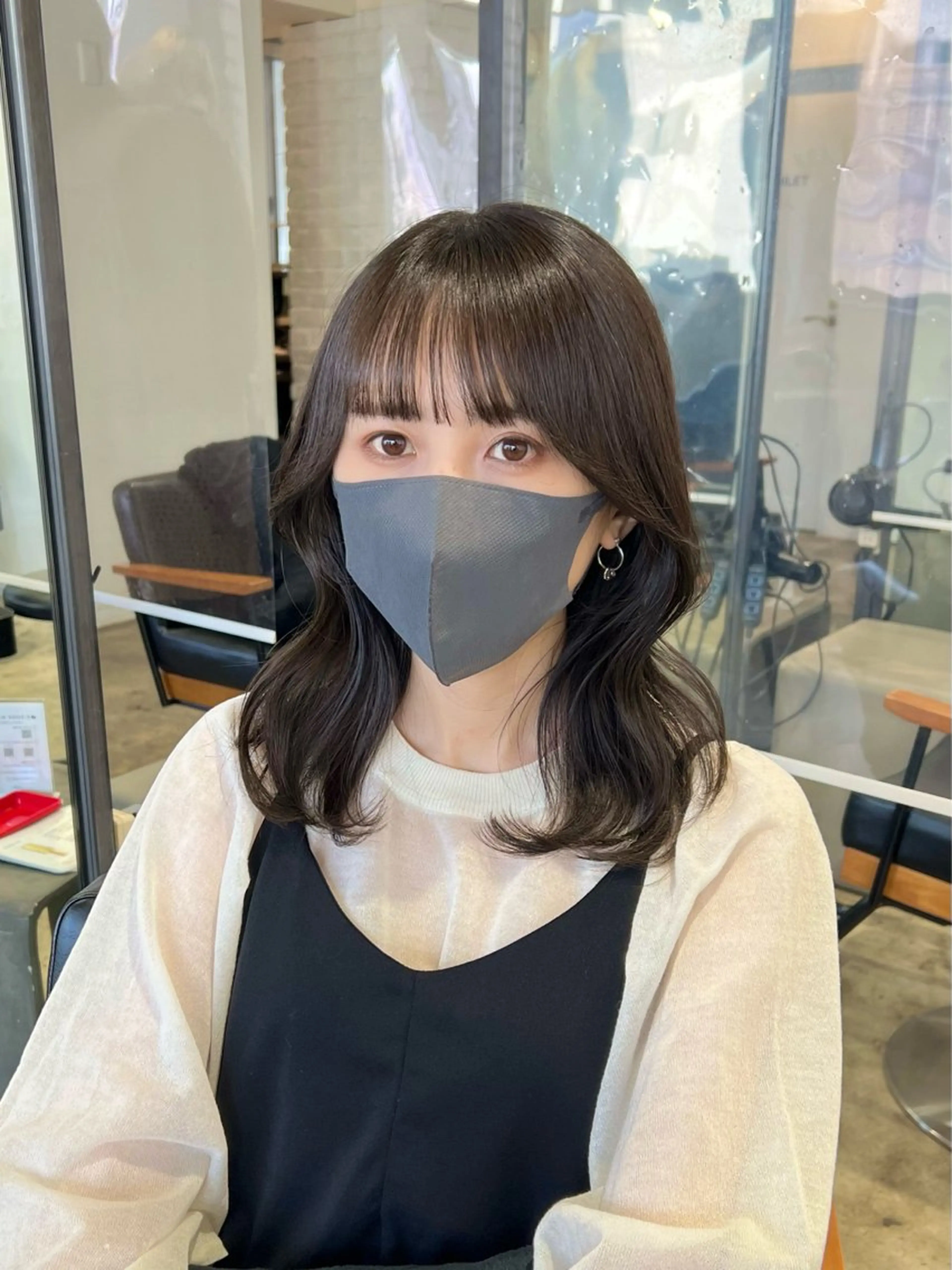 ミディアム カラー 透明感カラー オリーブカラー カット ヘアカラー トリートメント 【韓国風くびれヘア】 joule小木曽輝のヘアスタイル