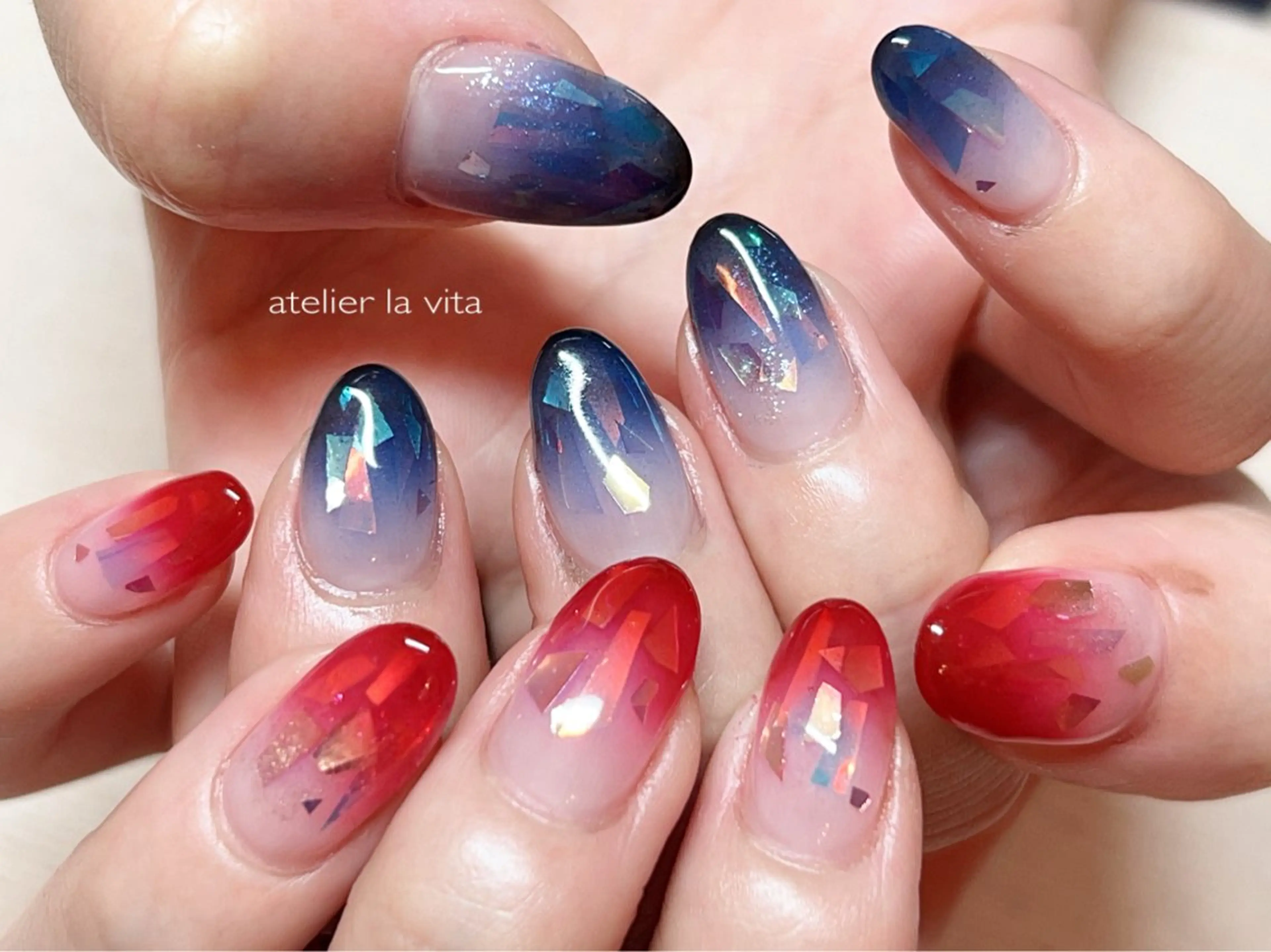 ネイル ジェルネイル ハート 氷ネイル・うるうるネイル マグネットネイル メンズネイル atelier la vita所属・lavita. mimuraのネイルデザイン