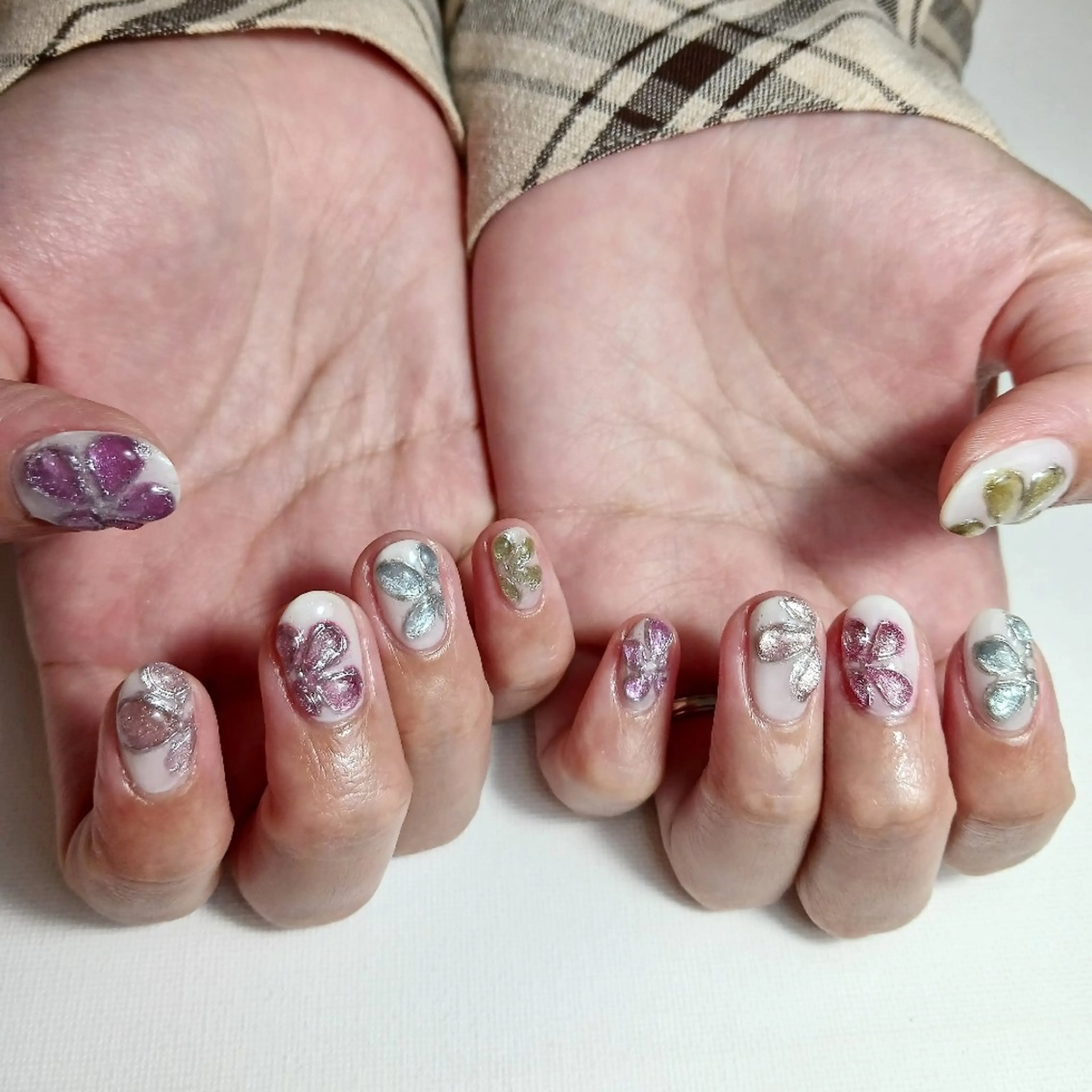 ネイル フラワーネイル ジェルネイル 持ち込み ショートネイル 夏ネイル ハンドネイル owlnail /持込みデザイン専門のネイルデザイン