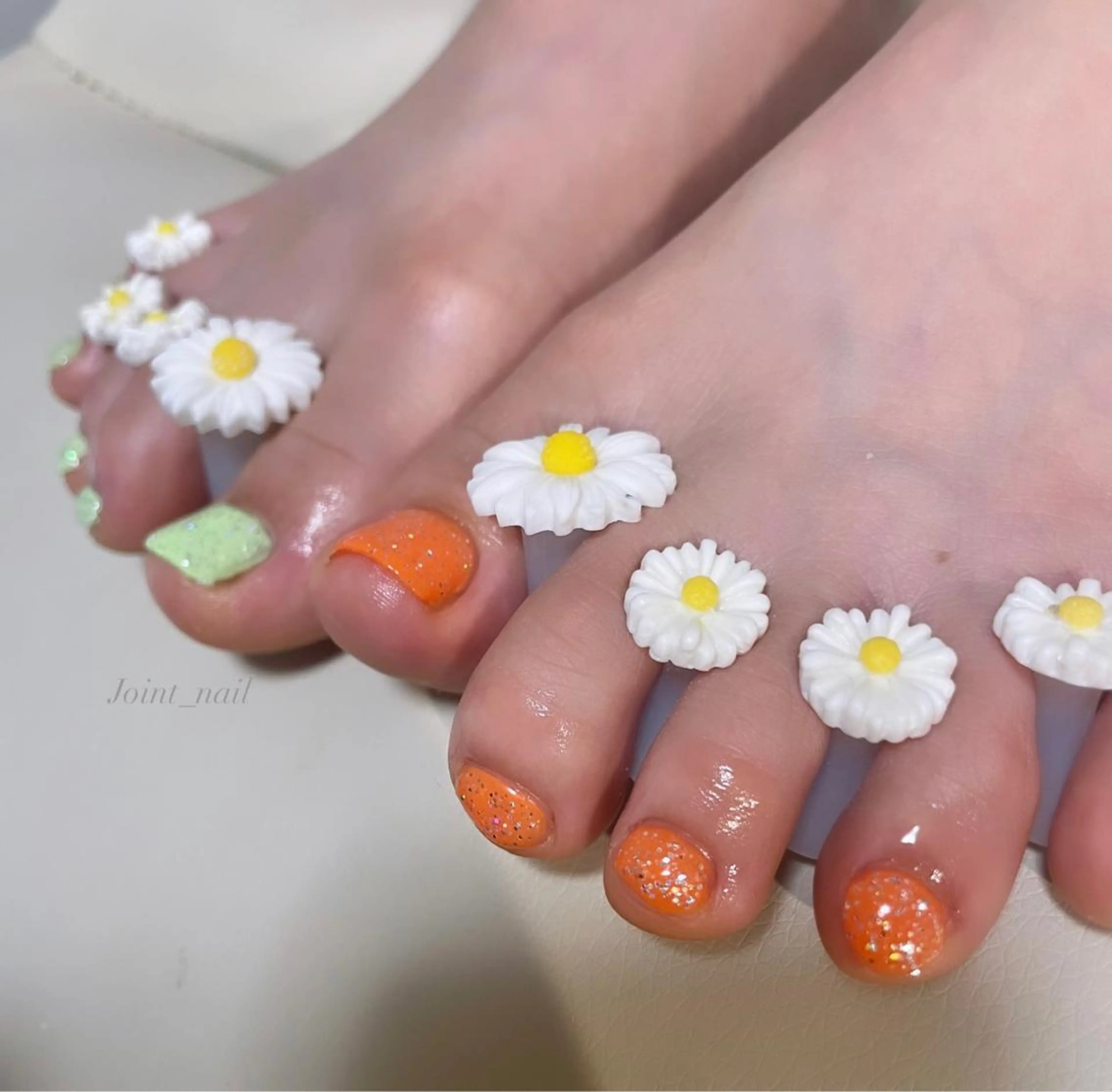 ネイル ラメ(グリッター) フットネイル Joint_ nailのネイルデザイン