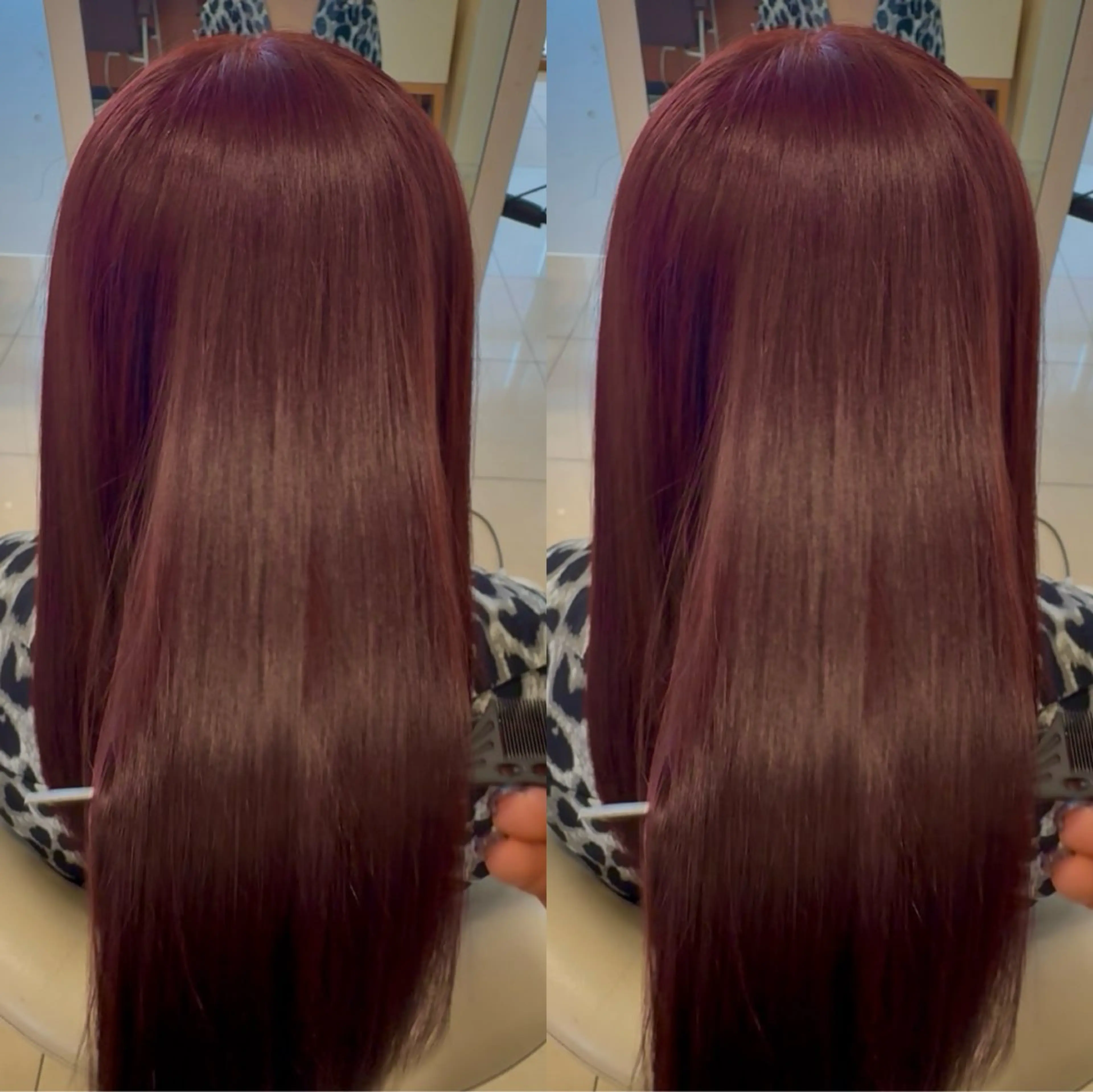 ロング カラー ボルドーカラー ヘアカラー トリートメント 🌷🪽ྀི 岡本 かおり 🪽ྀི🌷のヘアスタイル