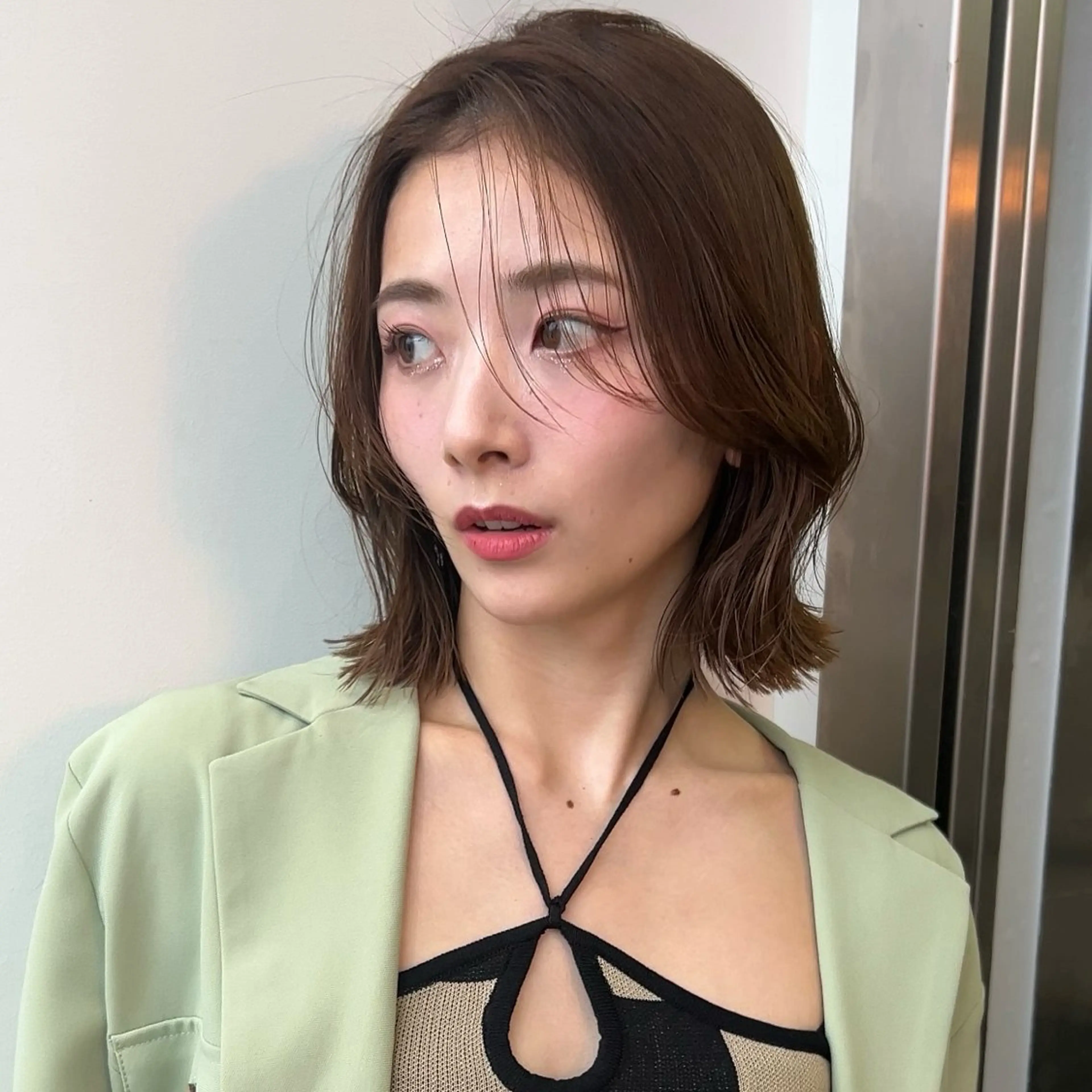 ミディアム カラー ボブ くびれヘア 韓国風ヘア ボブ/くびれボブ/ 髪質改善/Ru-kaのヘアスタイル