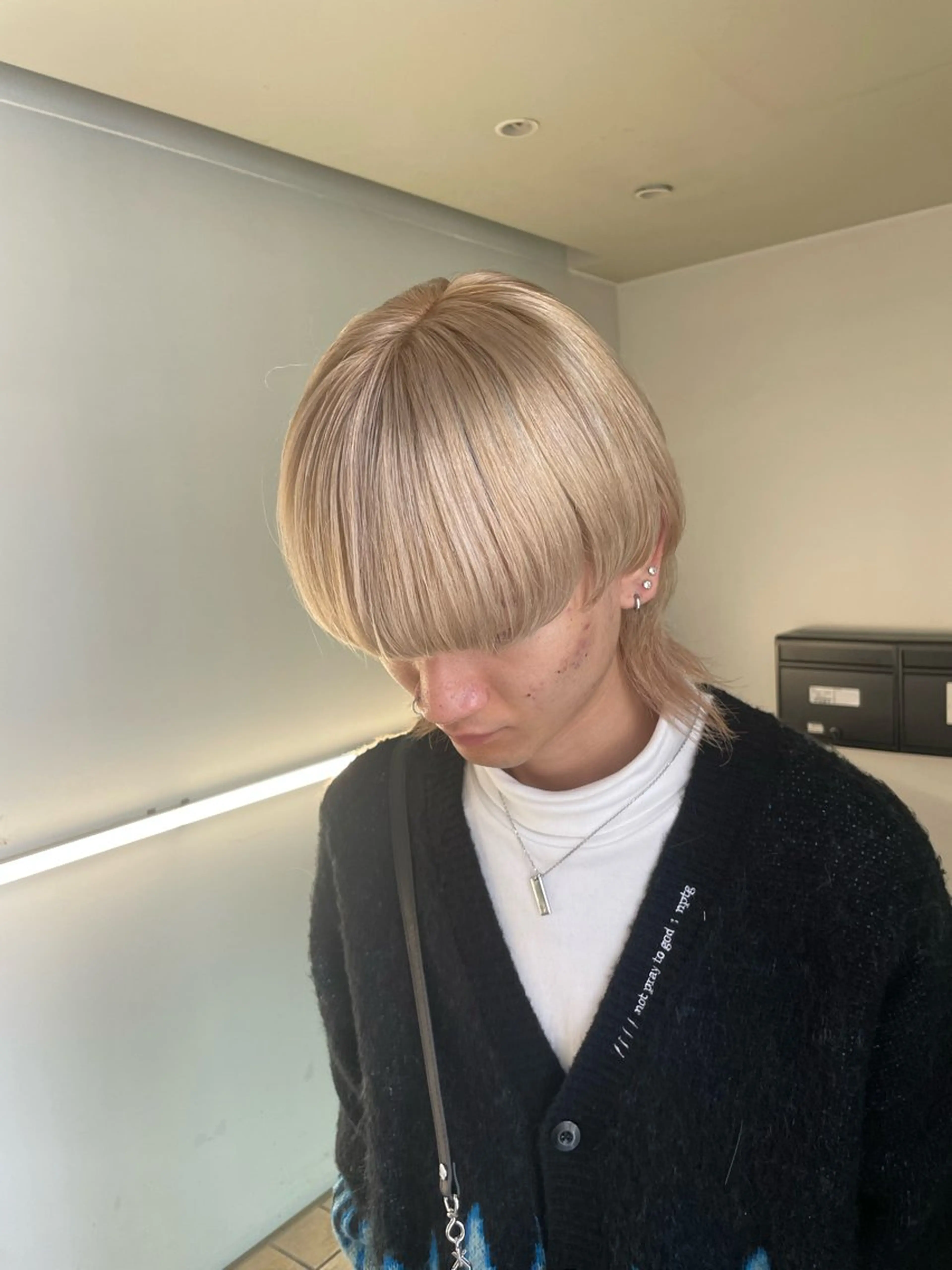 カラー メンズ マッシュウルフ マッシュ メンズウルフカット ウルフカット ヘアカラー トリートメント Lull (シェアサロンReco VIProom)所属・Lull1人美容室 バレイヤージュのヘアスタイル