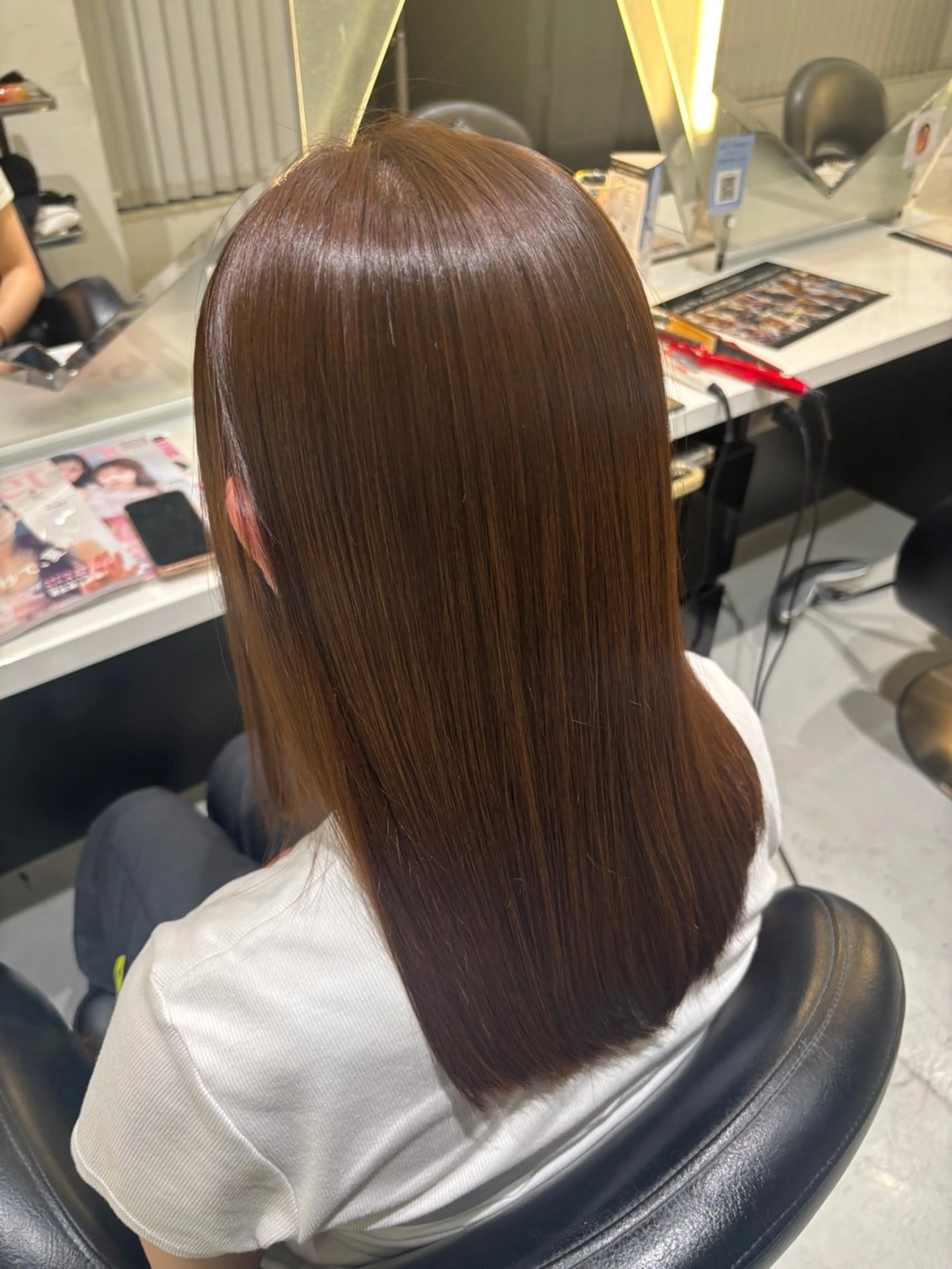 ロング カット ヘアカラー トリートメント 韓国風顔まわり/ベー ジュ/マツエク♡美咲のヘアスタイル