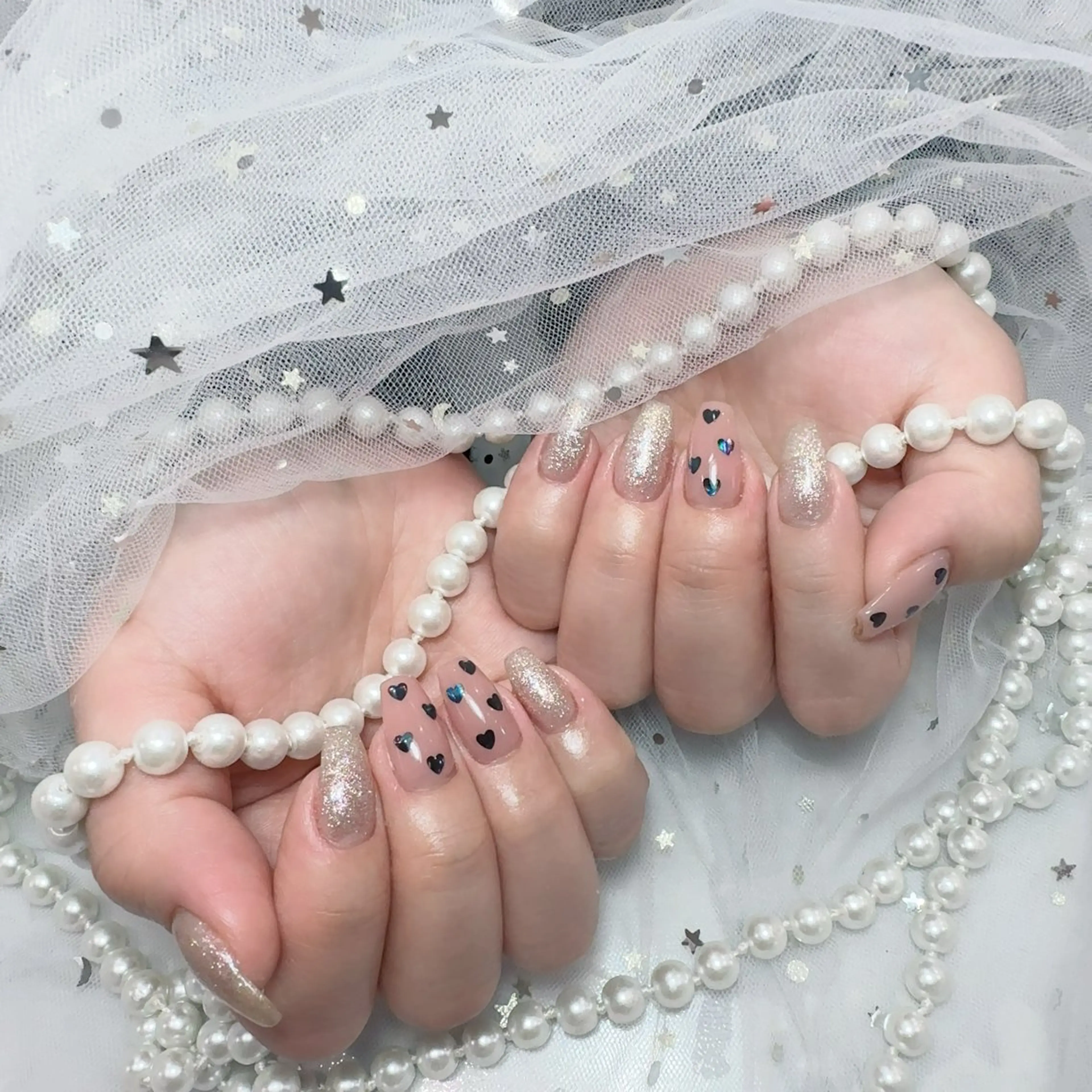 ネイル アートネイル フラッシュネイル フレンチネイル ジェルネイル ガラスフレンチ ハンドネイル You&Me Yukiのネイルデザイン