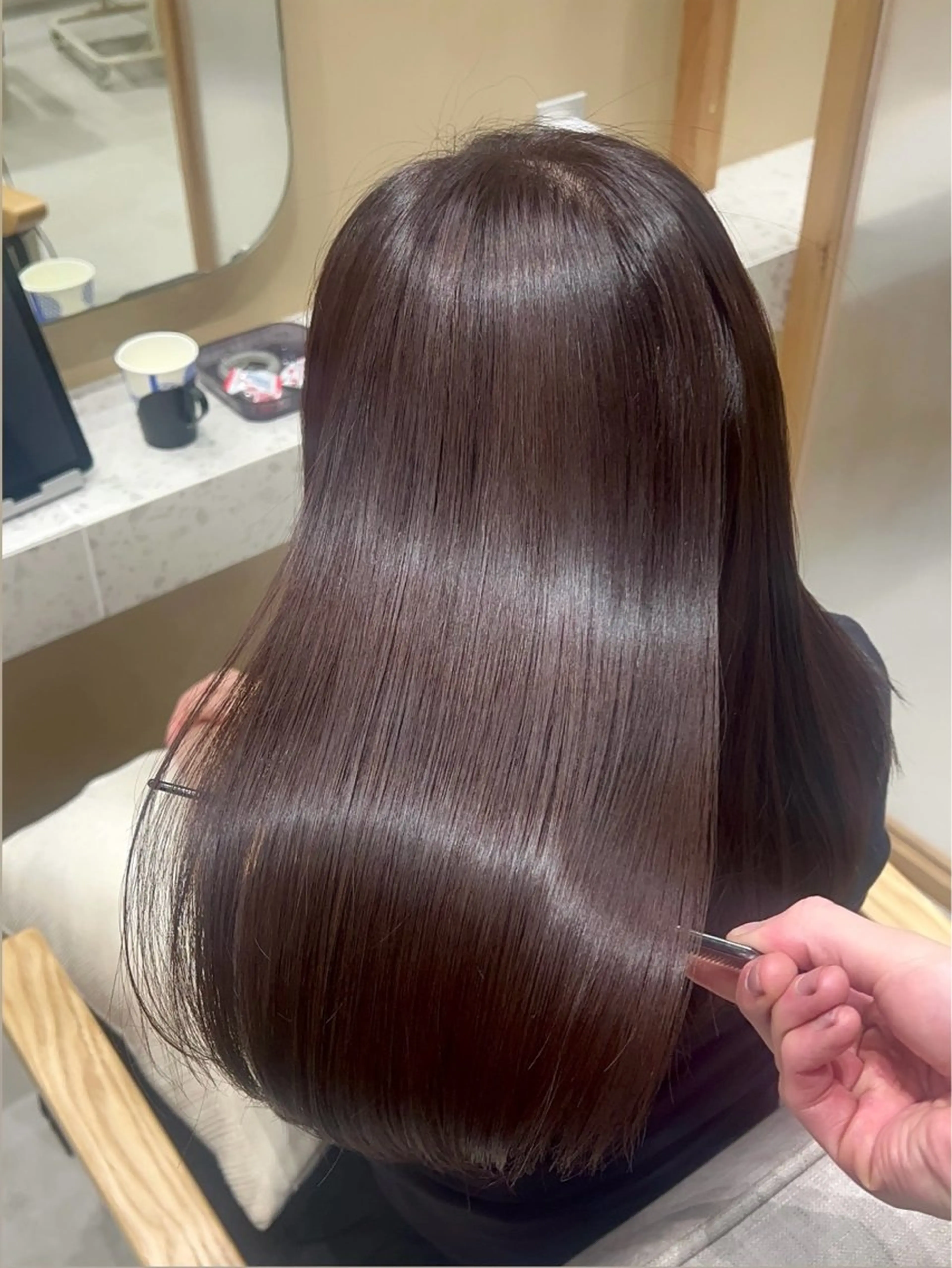 セミロング チョコレートブラウン 髪質改善 トリートメント ヘアカラー トリートメント 💎髪質改善/艶髪 💎mizuki💎のヘアスタイル