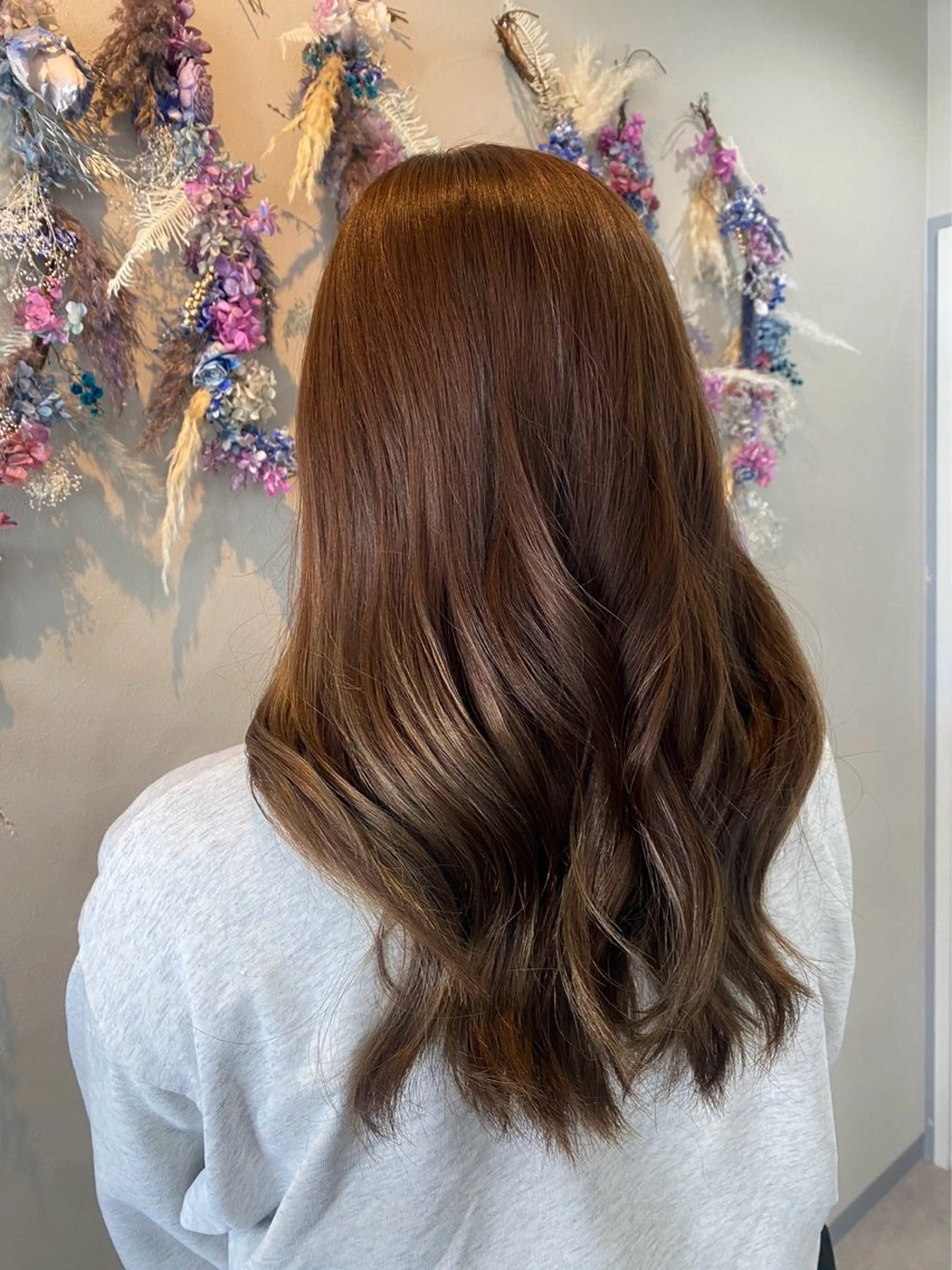 ロング ピンクブラウン トリートメント ヘアカラー トリートメント エヌプランツイズミフチュウ所属・エヌプランツ 和泉府中のヘアスタイル