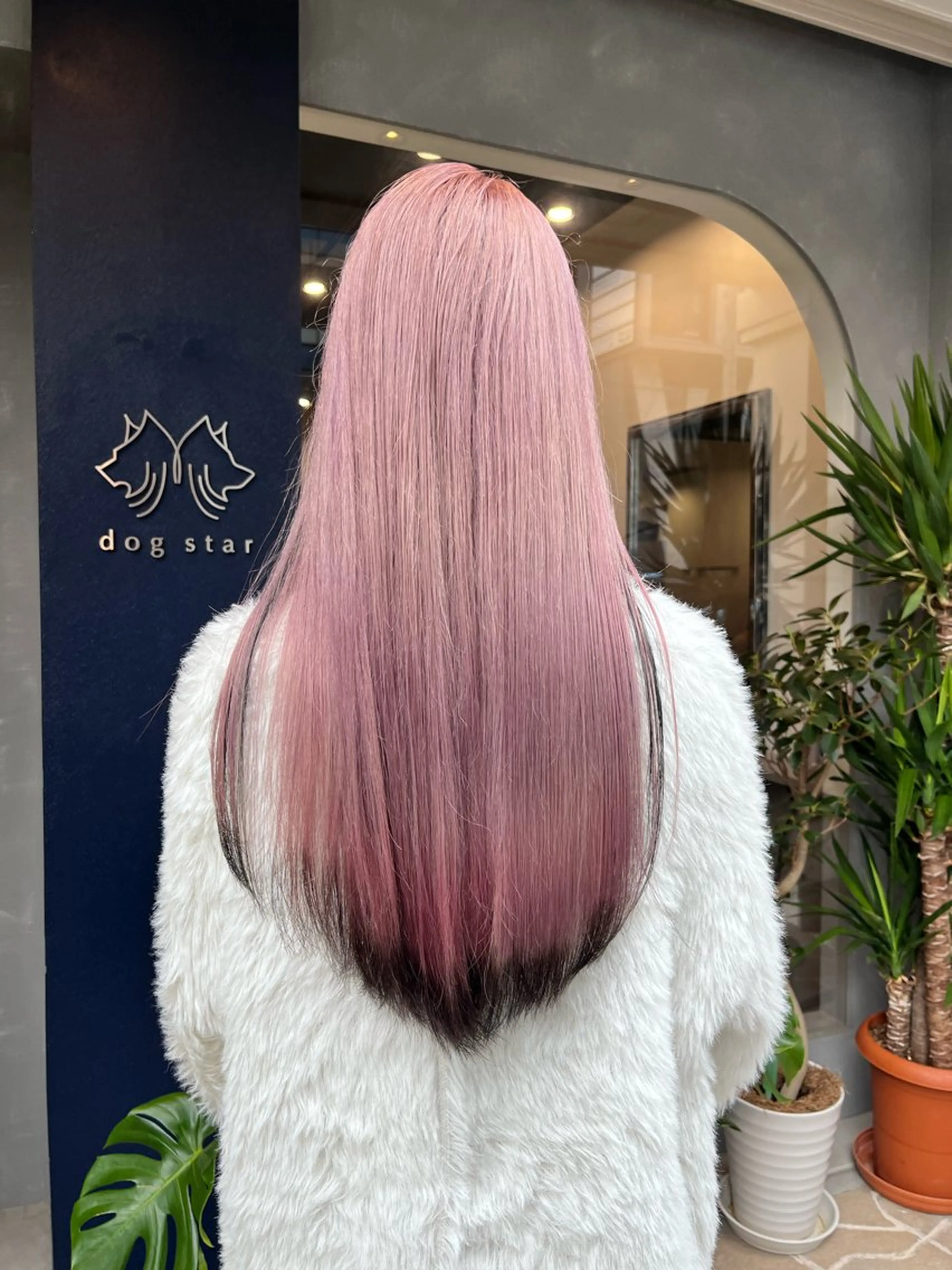 ロング カラー ミストバング ベージュカラー 黒髪  フェイスフレーミング ピンクカラー ヘアカラー dogstar小林諒 レイヤー/パーマのヘアスタイル